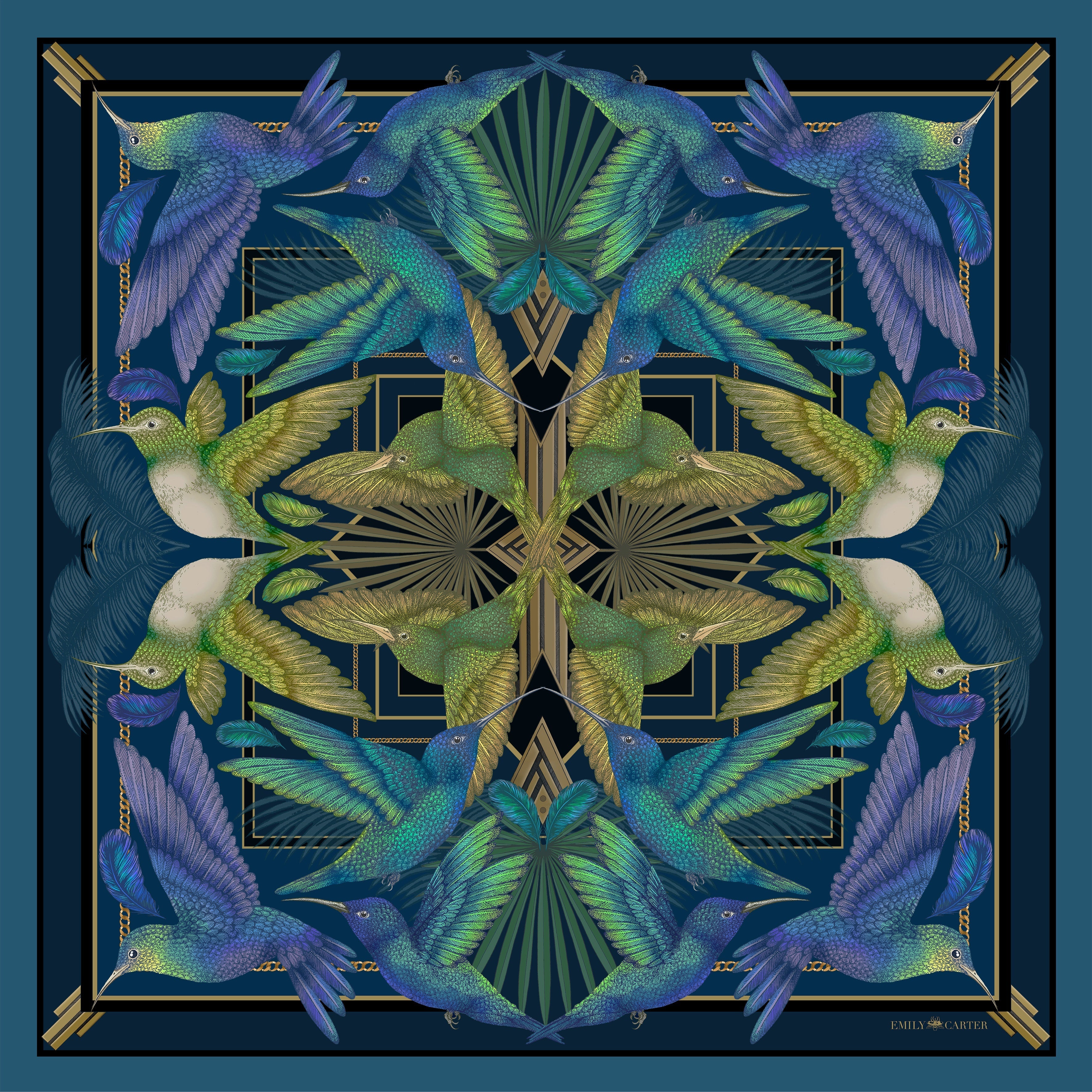 The Midnight Hummingbird Scarf | Wool/Silk | 130x130cm [Preorder]