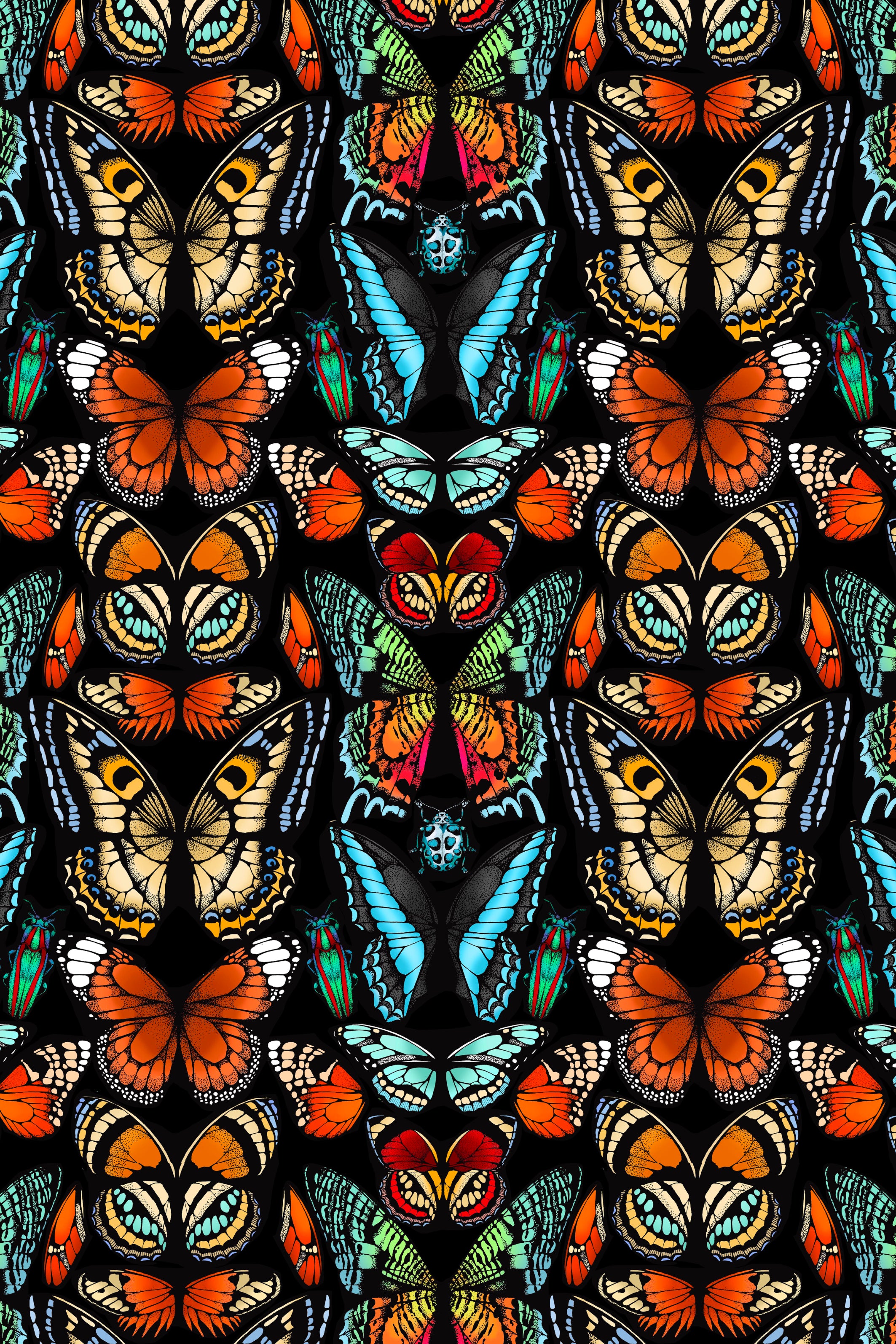 Geometric Tropical Butterfly Print