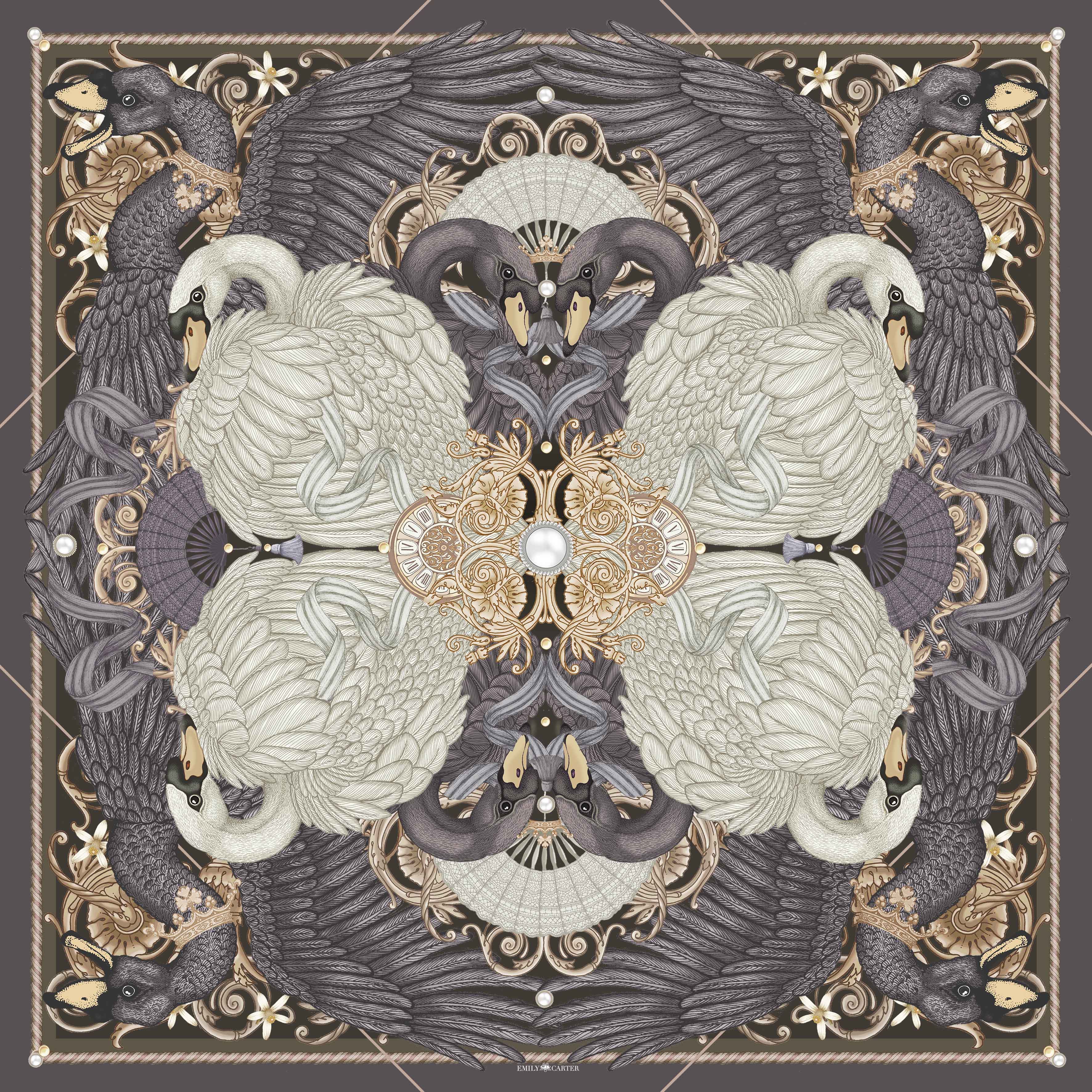 The Black Swan Silk Scarf | 90x90cm [Preorder]
