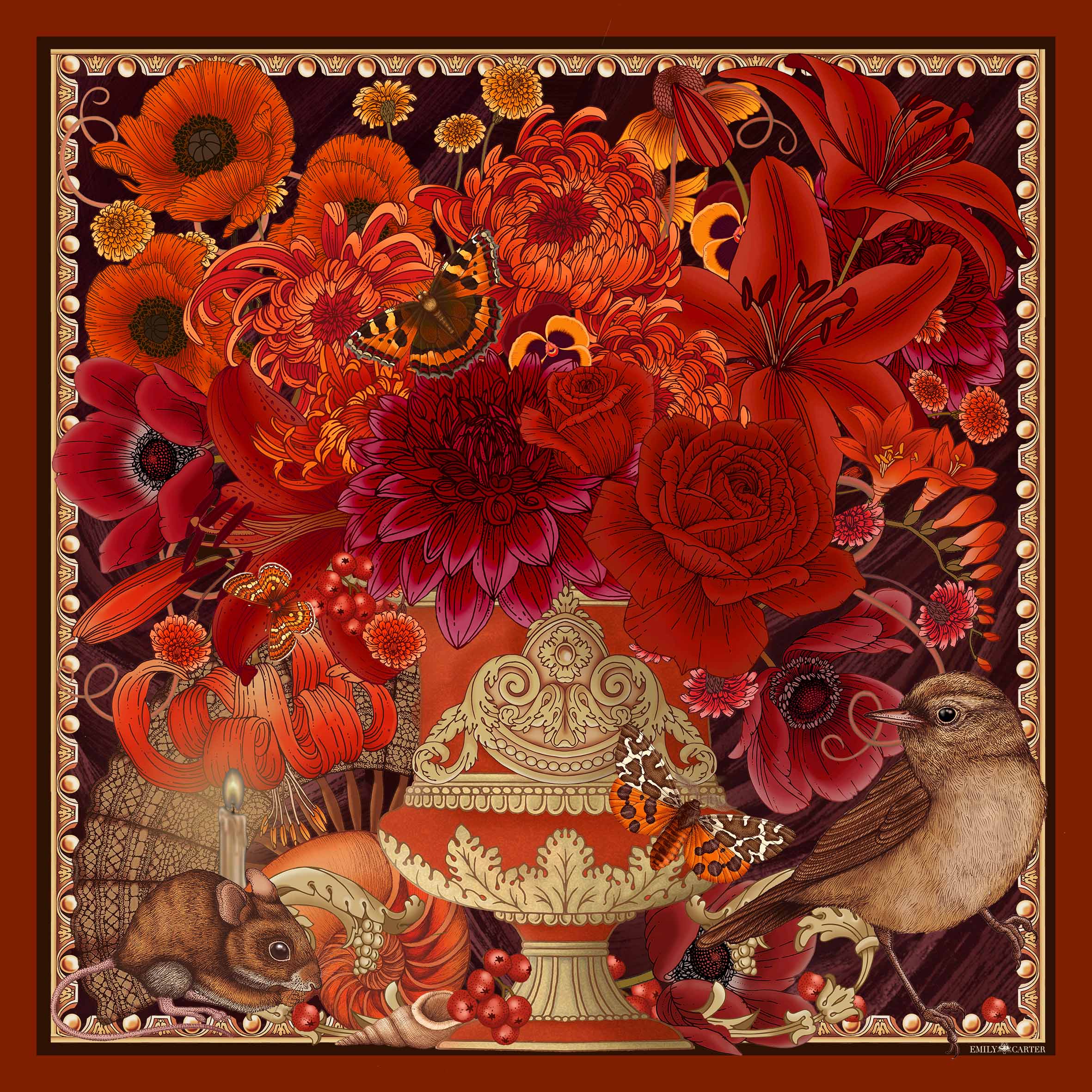 The Nightshade Still Life Silk Scarf | 90x90cm [Preorder]