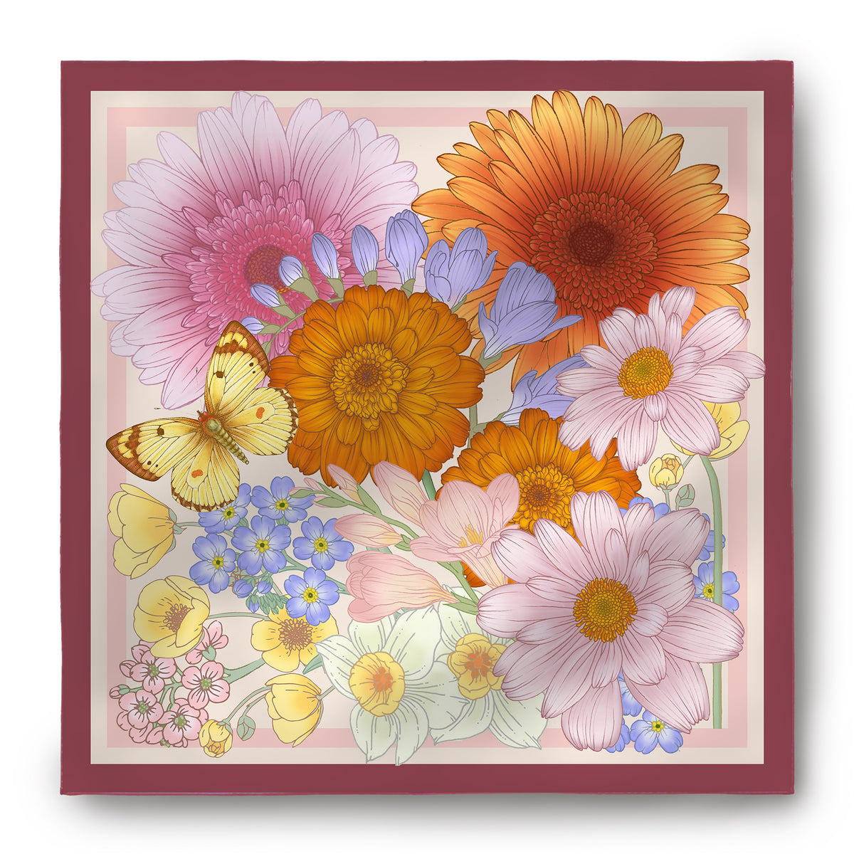 The Gerbera & Marigold Silk Scarf | 90x90cm [Preorder]