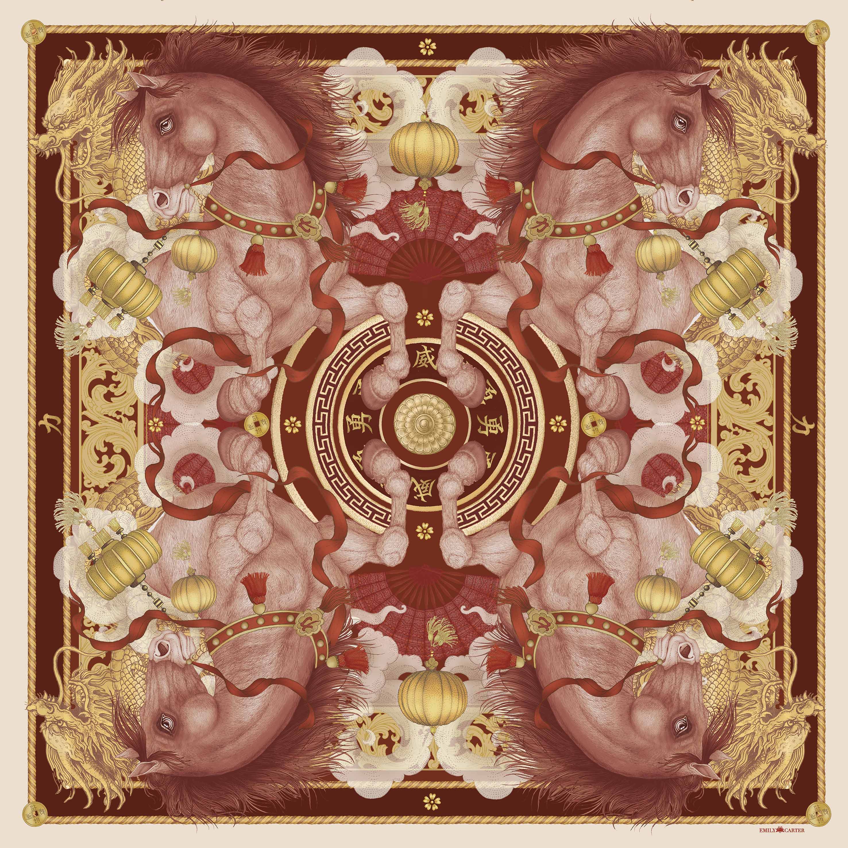 The Horse & Dragon Silk Scarf - Limited Edition | 90x90cm [Preorder]