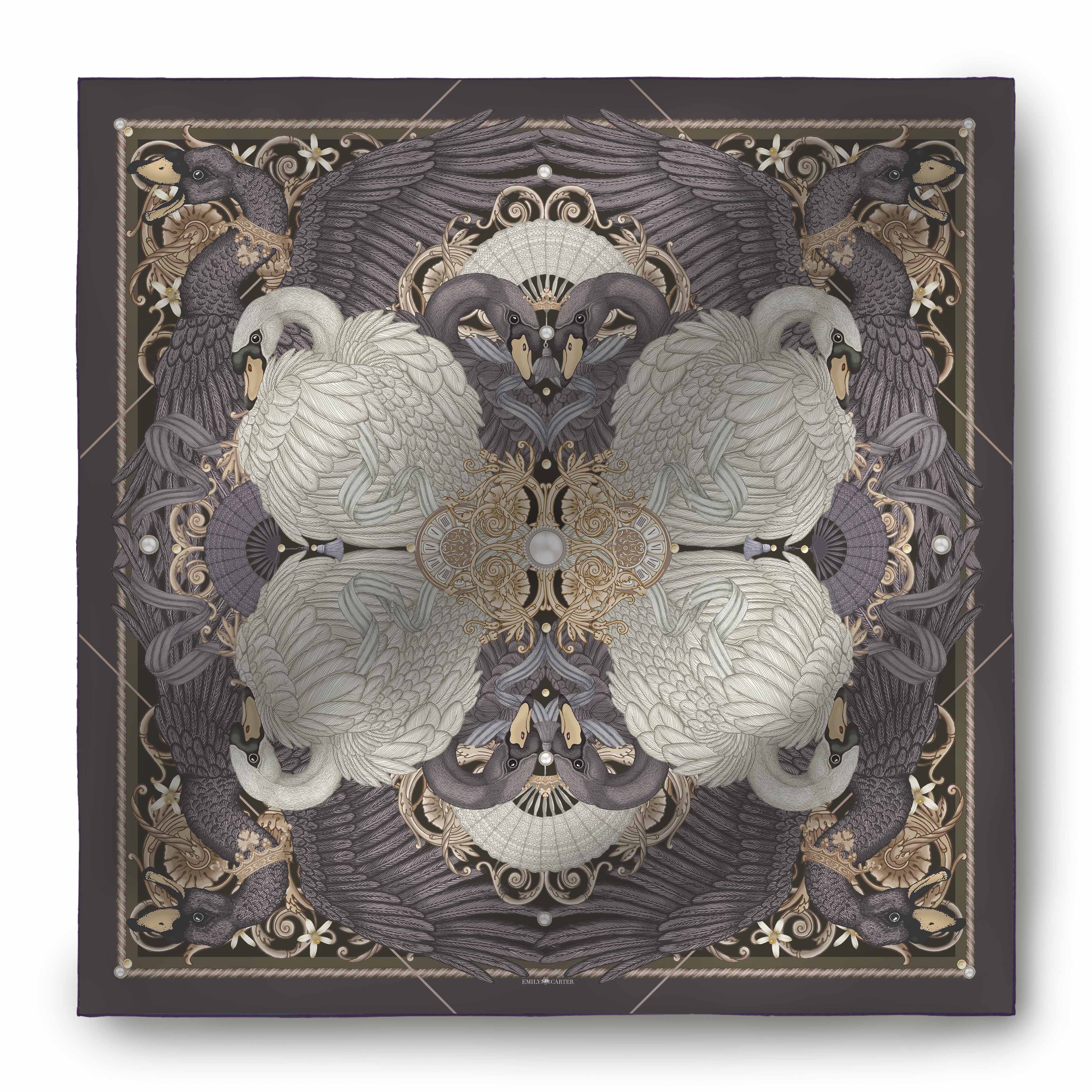 The Black Swan Silk Scarf | 130x130cm [Preorder]