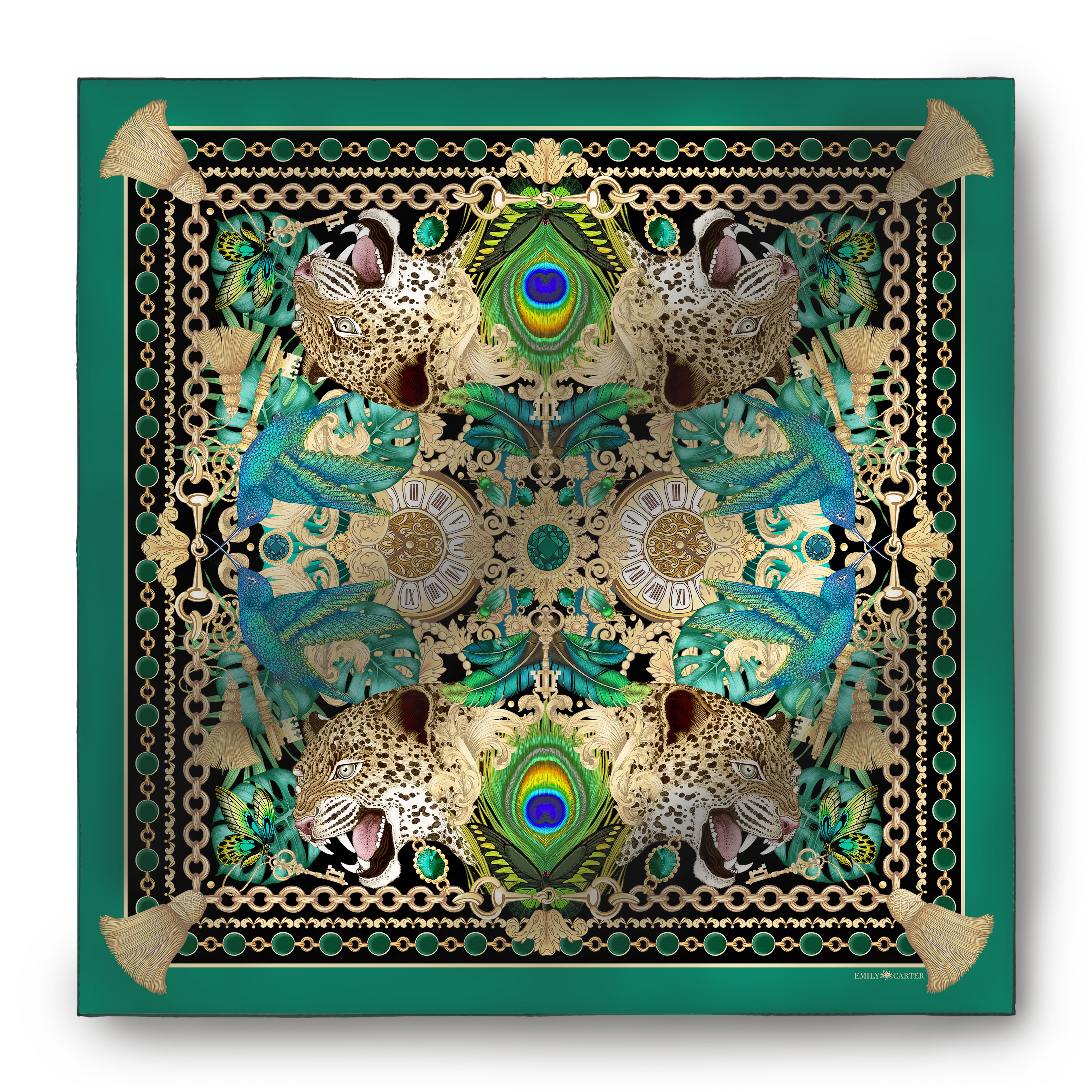 The Emerald & Jaguar Silk Scarf | 130x130cm [Preorder]