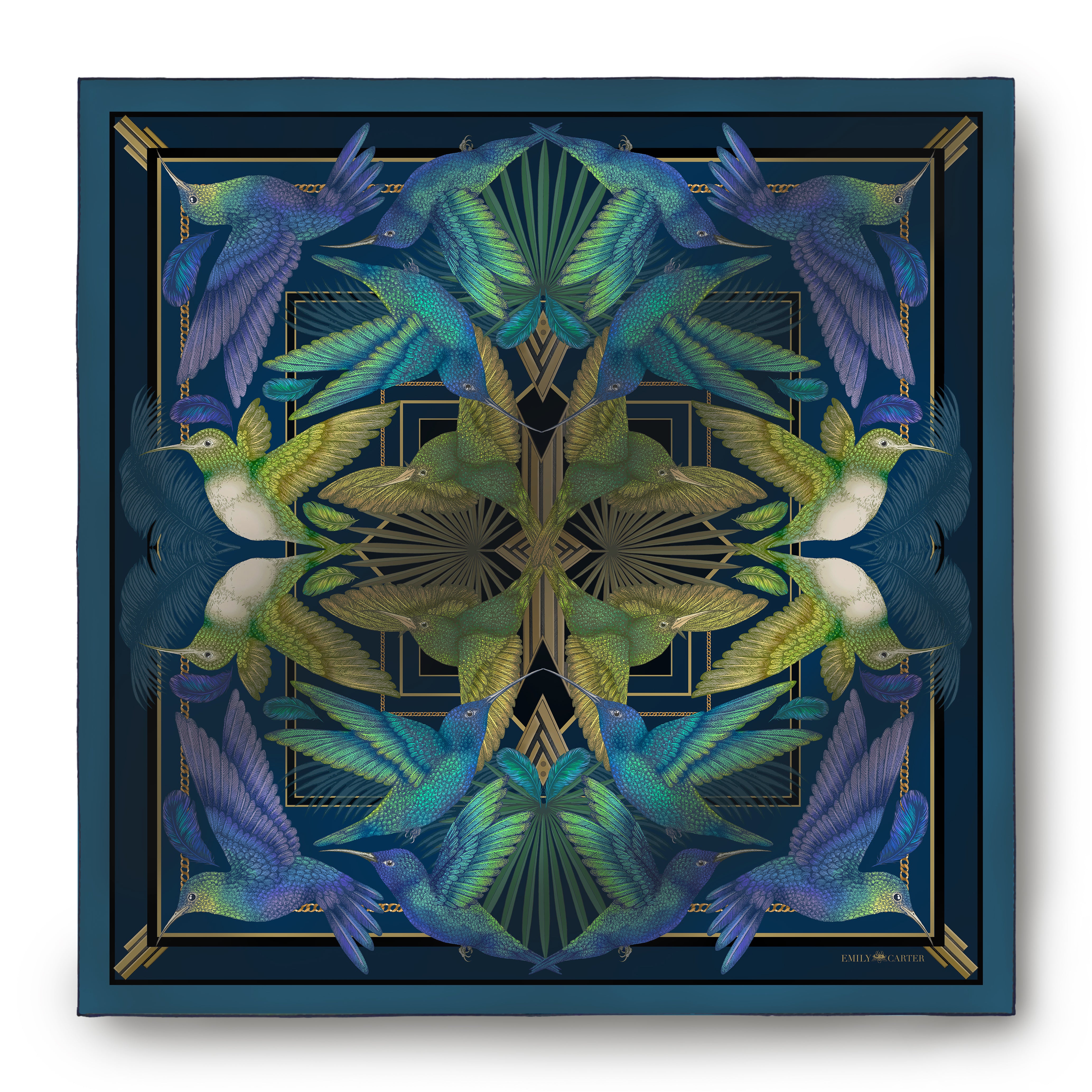 The Midnight Hummingbird Scarf | 130x130cm