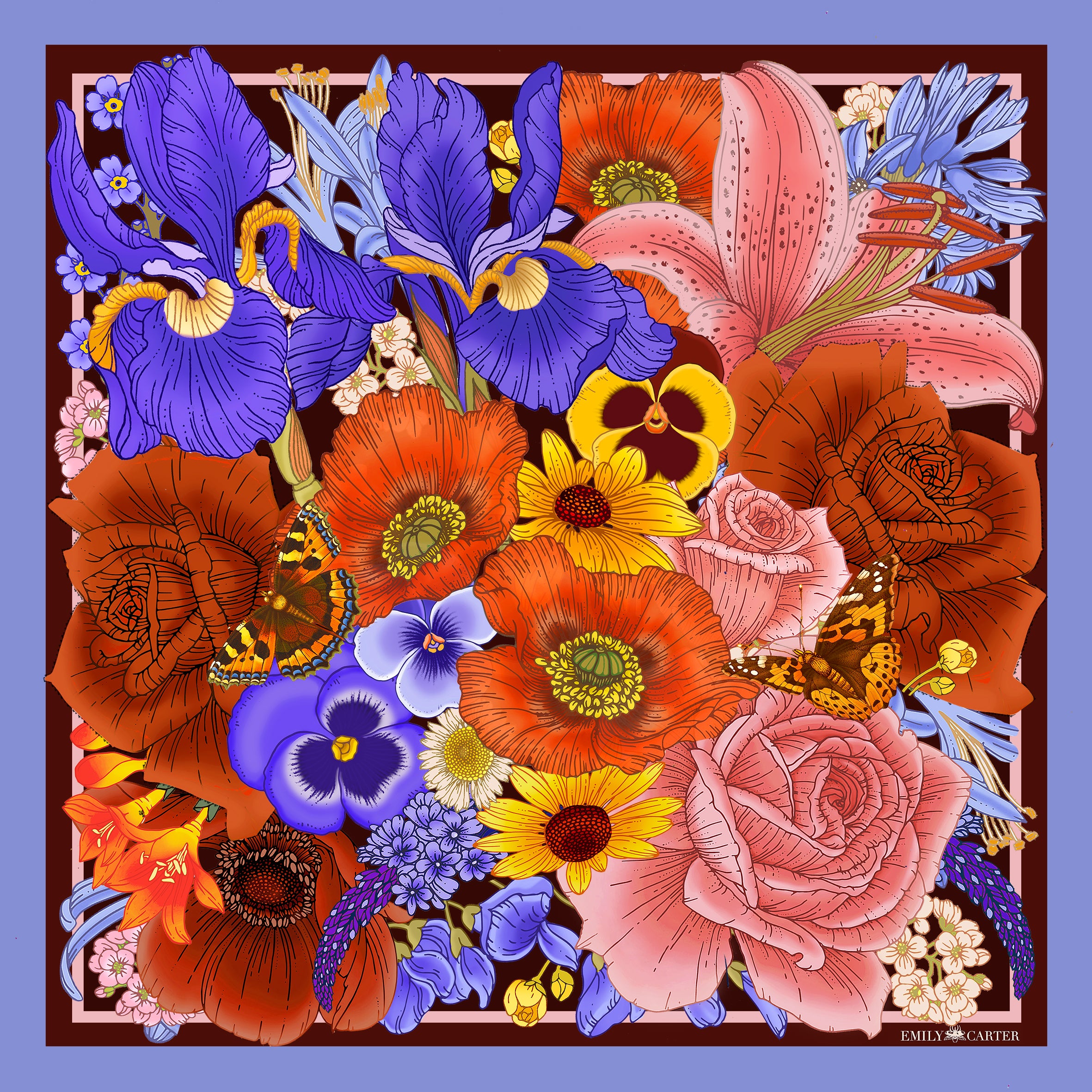 The Iris Bouquet Silk Scarf | 90x90cm [Preorder]
