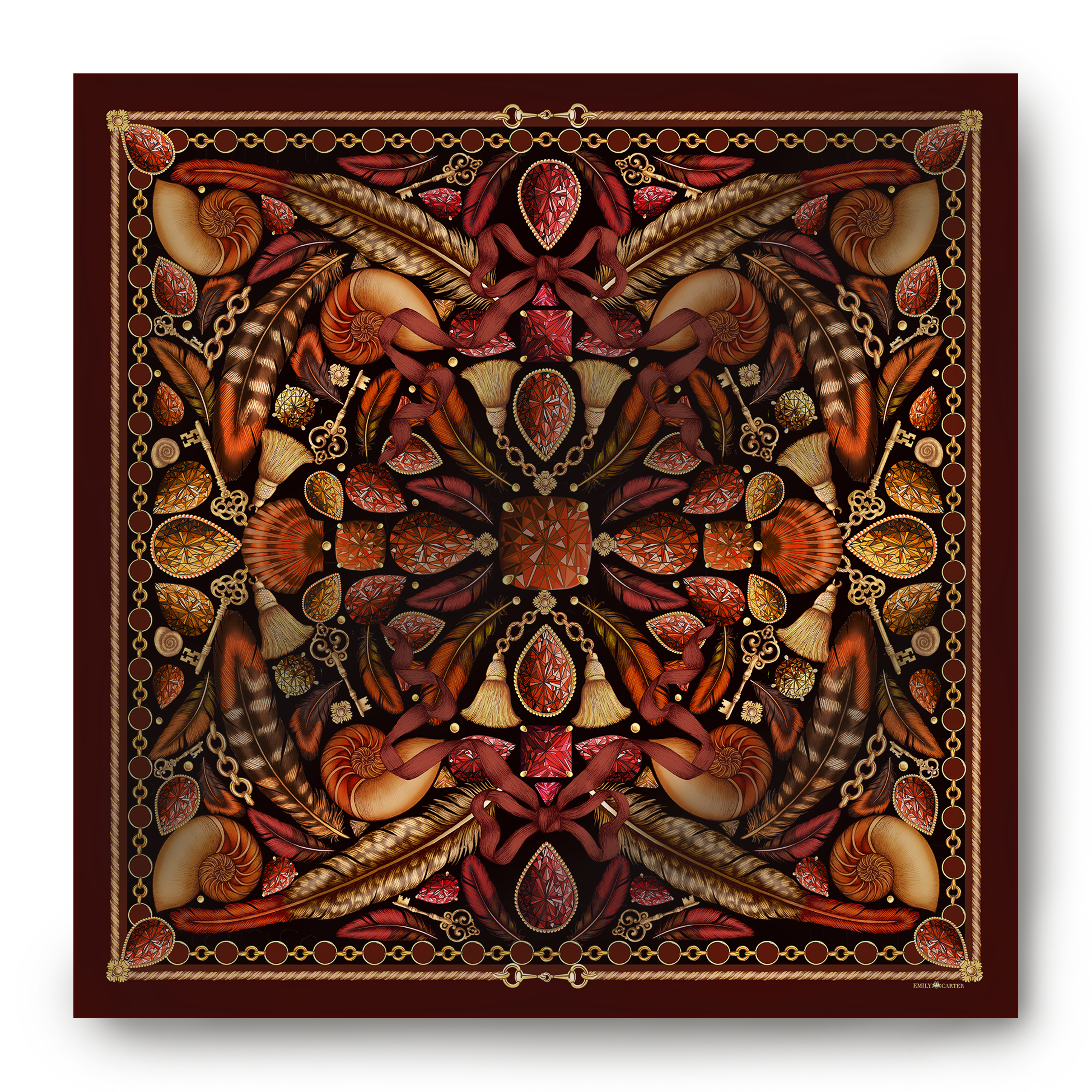 The Baroque Feather Silk Scarf | 90x90cm [Preorder]