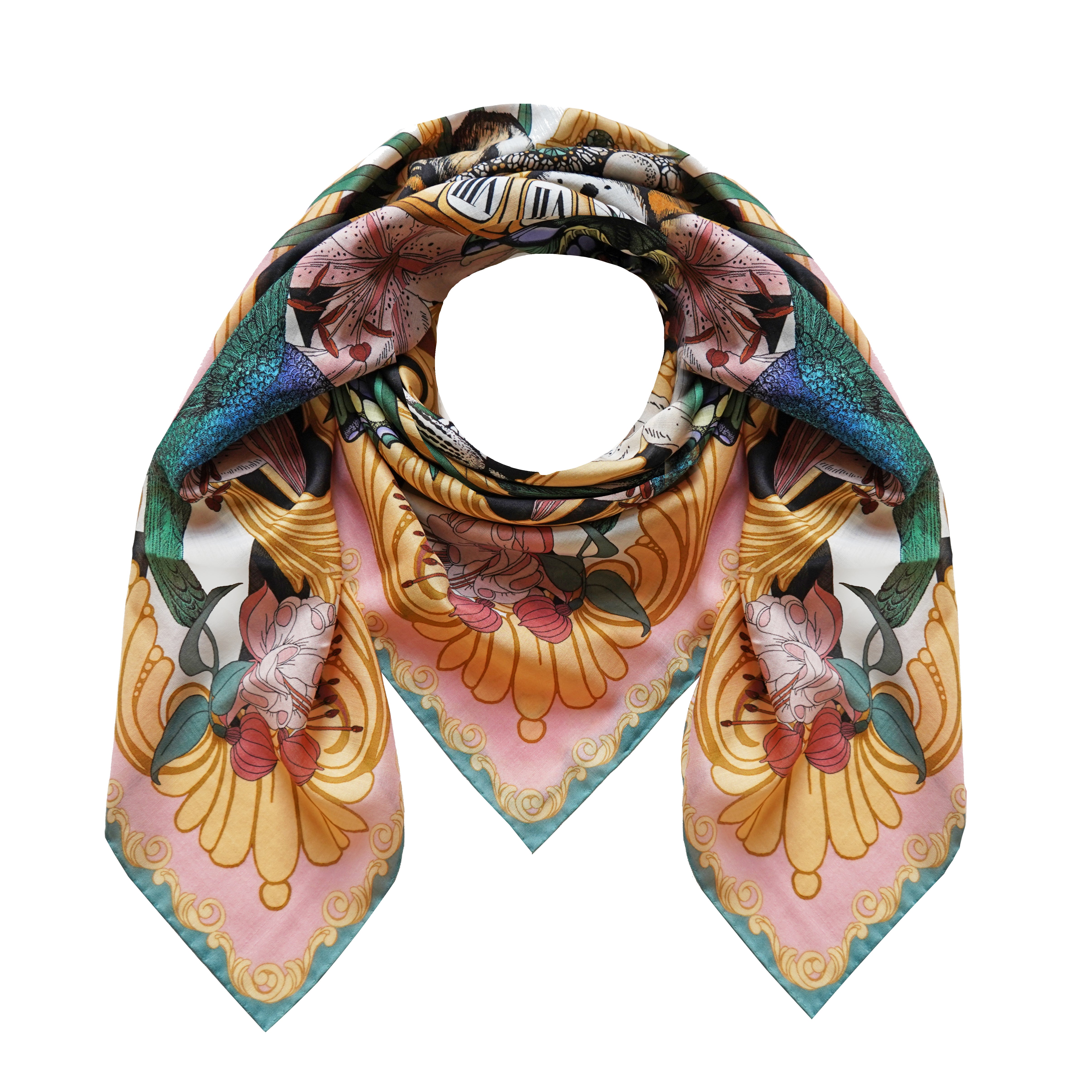 The Baroque Tiger Silk Scarf | Wool/Silk | 130x130cm