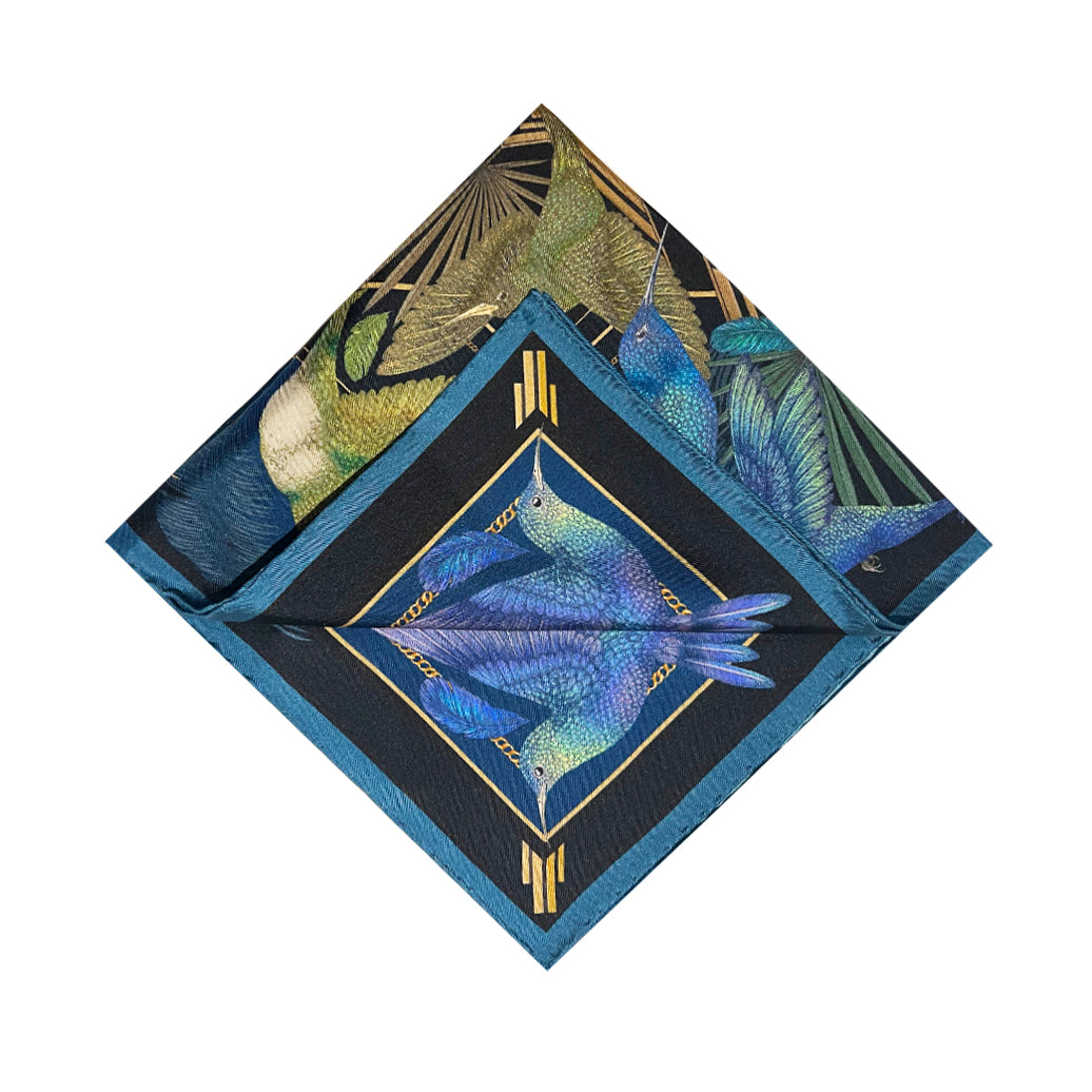 The Midnight Hummingbird Pocket Square