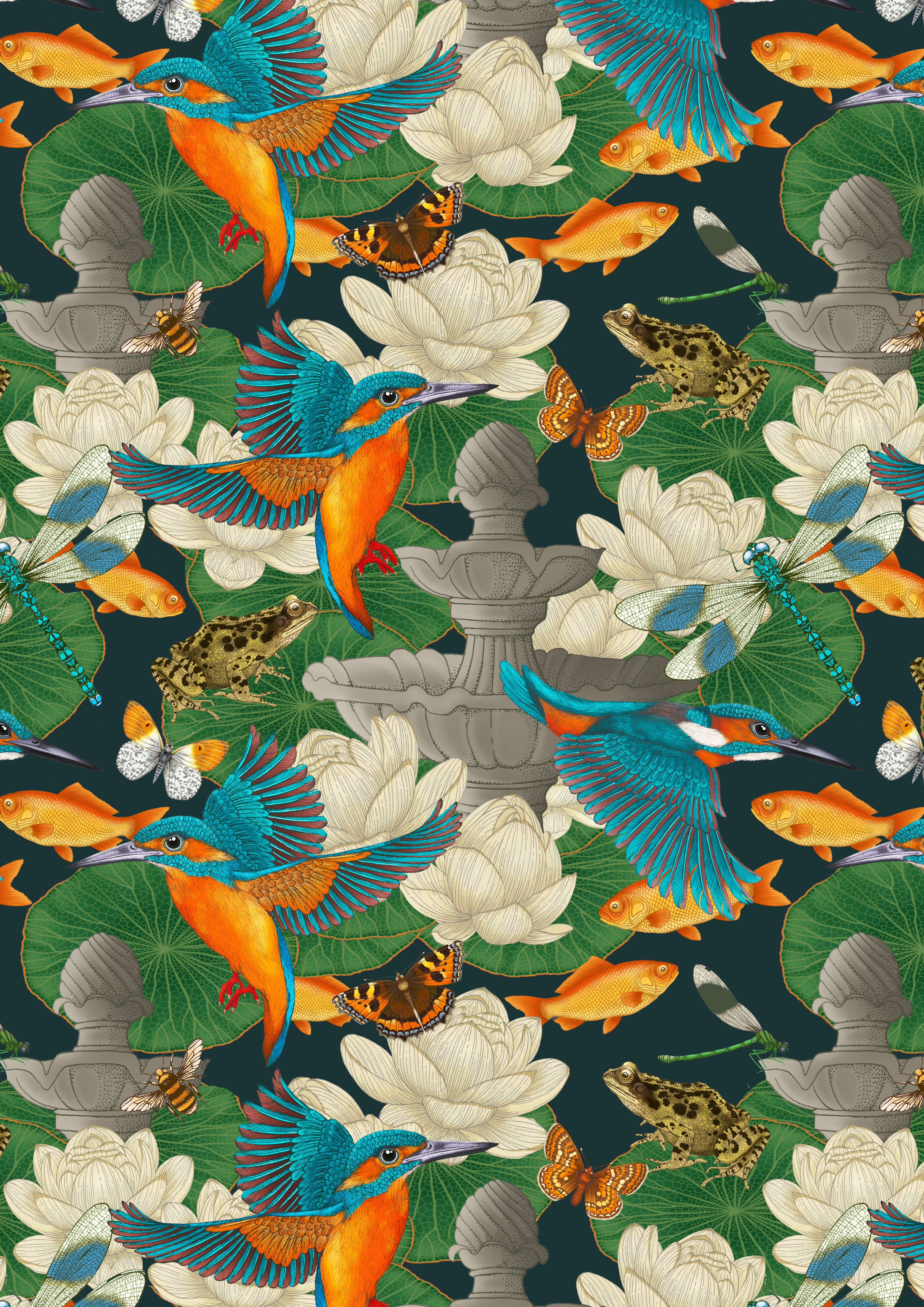 Frog & Kingfisher Wallpaper