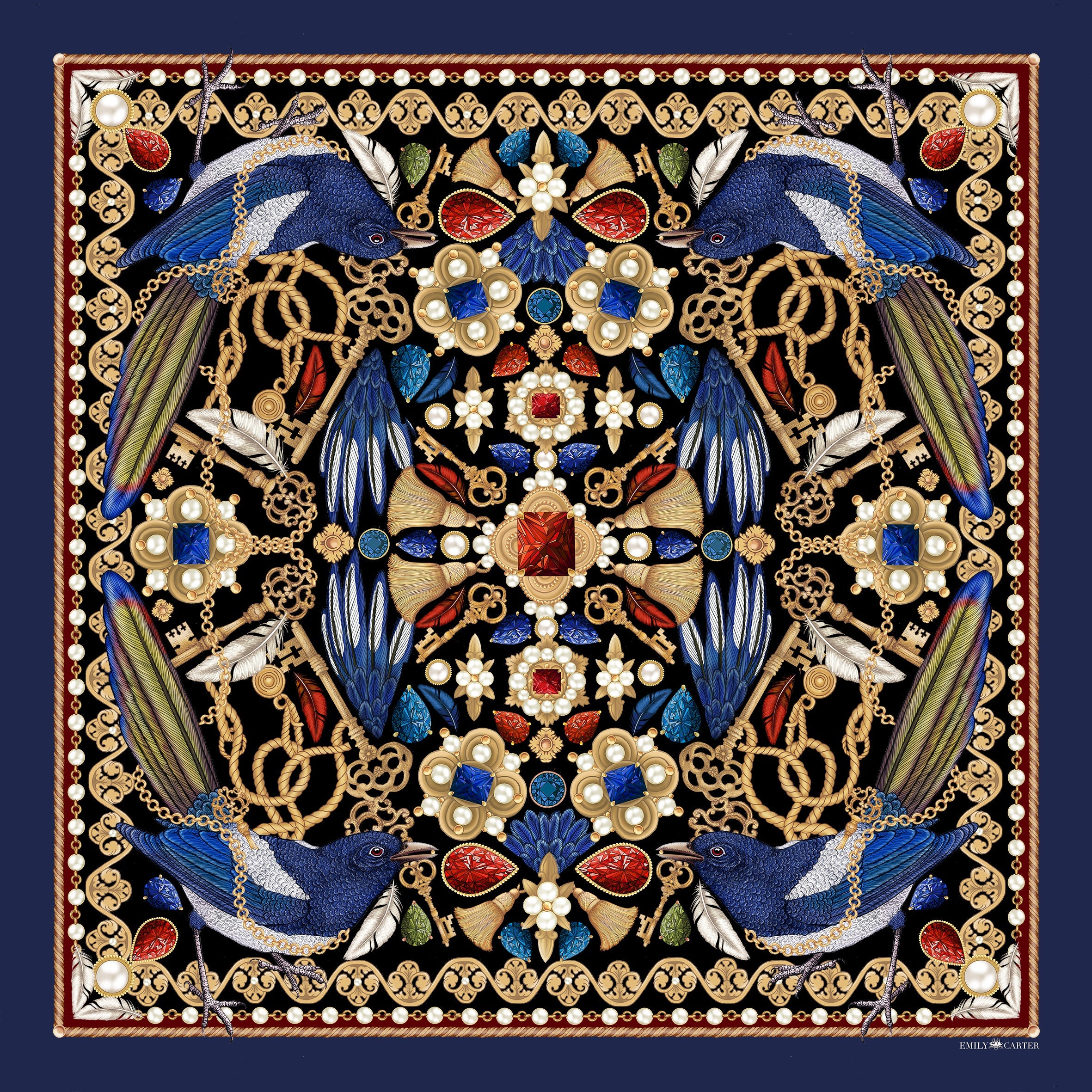 The Medieval Magpie Silk Scarf | 130x130cm [Preorder]