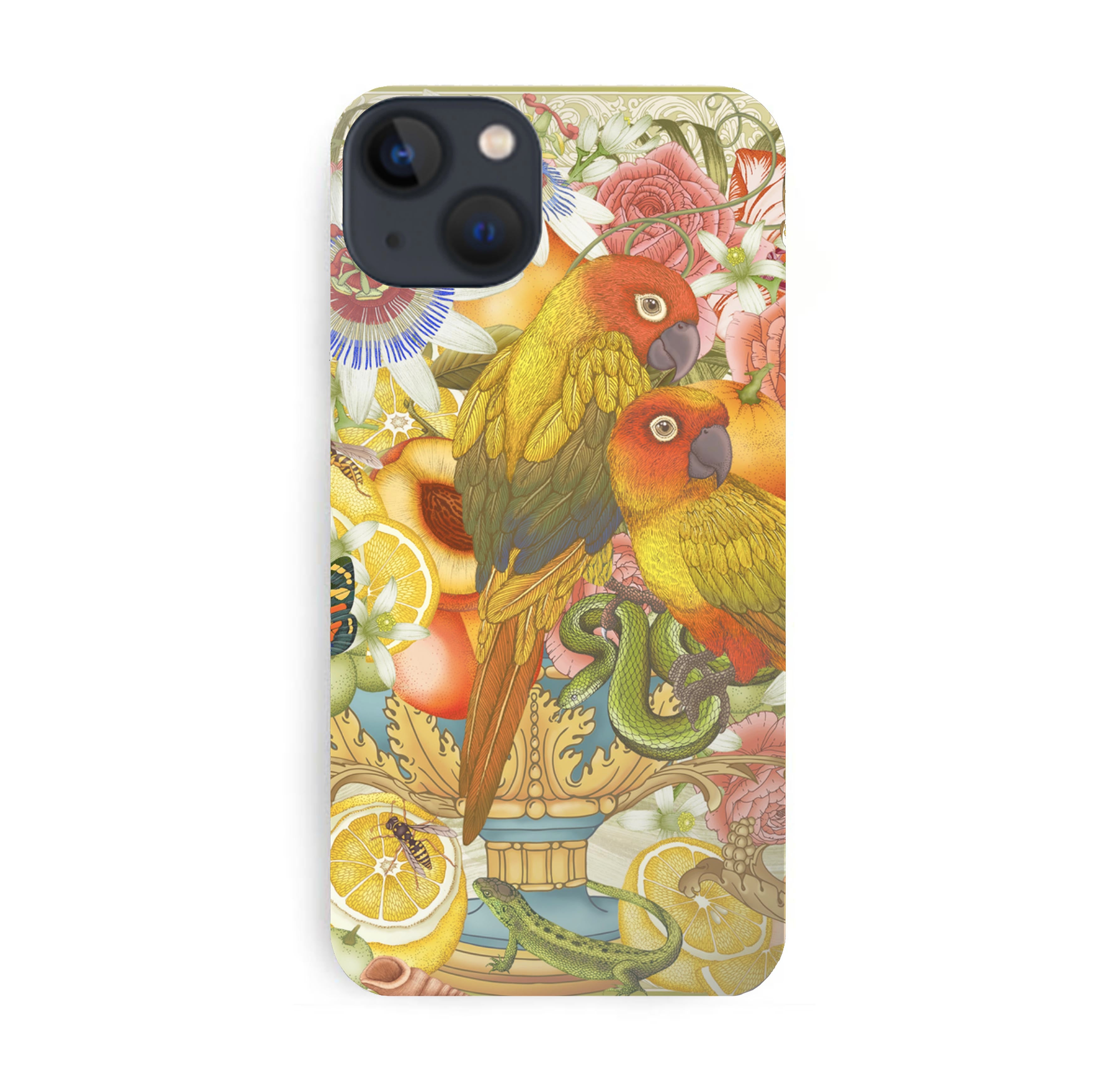Luxury Phone Case - Parrot & Passion Flower