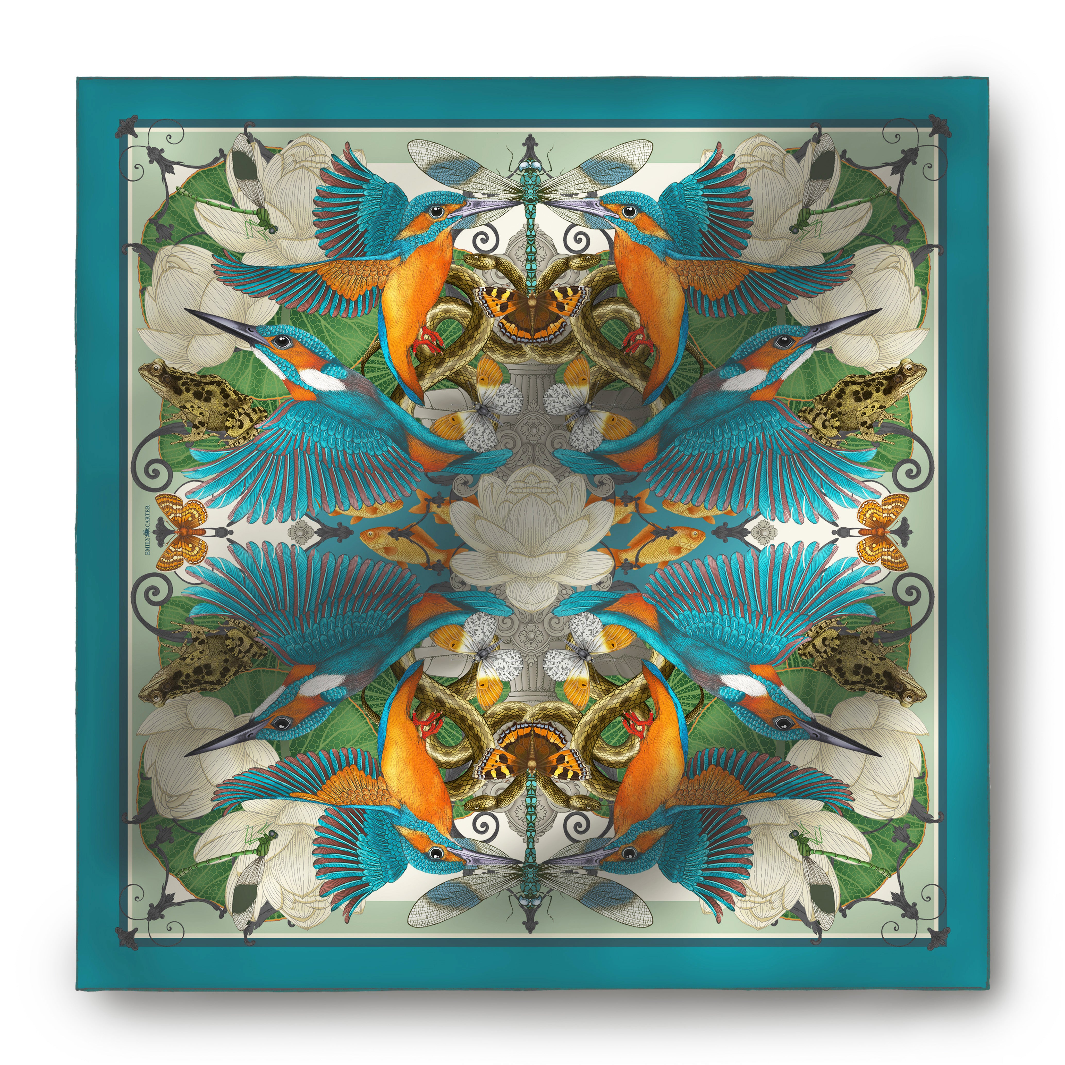 The Frog & Kingfisher Silk Scarf | 90x90cm