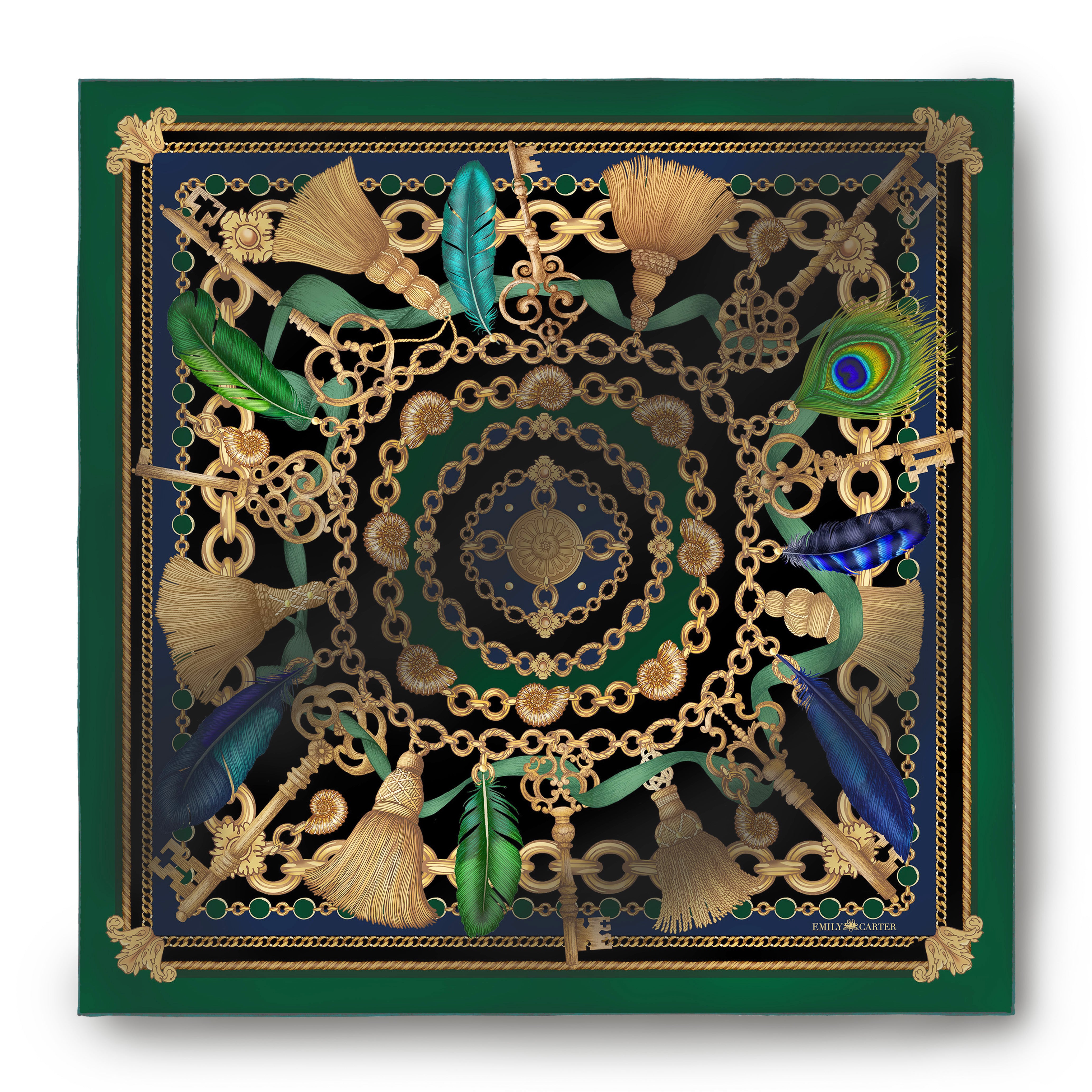 The Charm & Feather Silk Scarf | 130x130cm