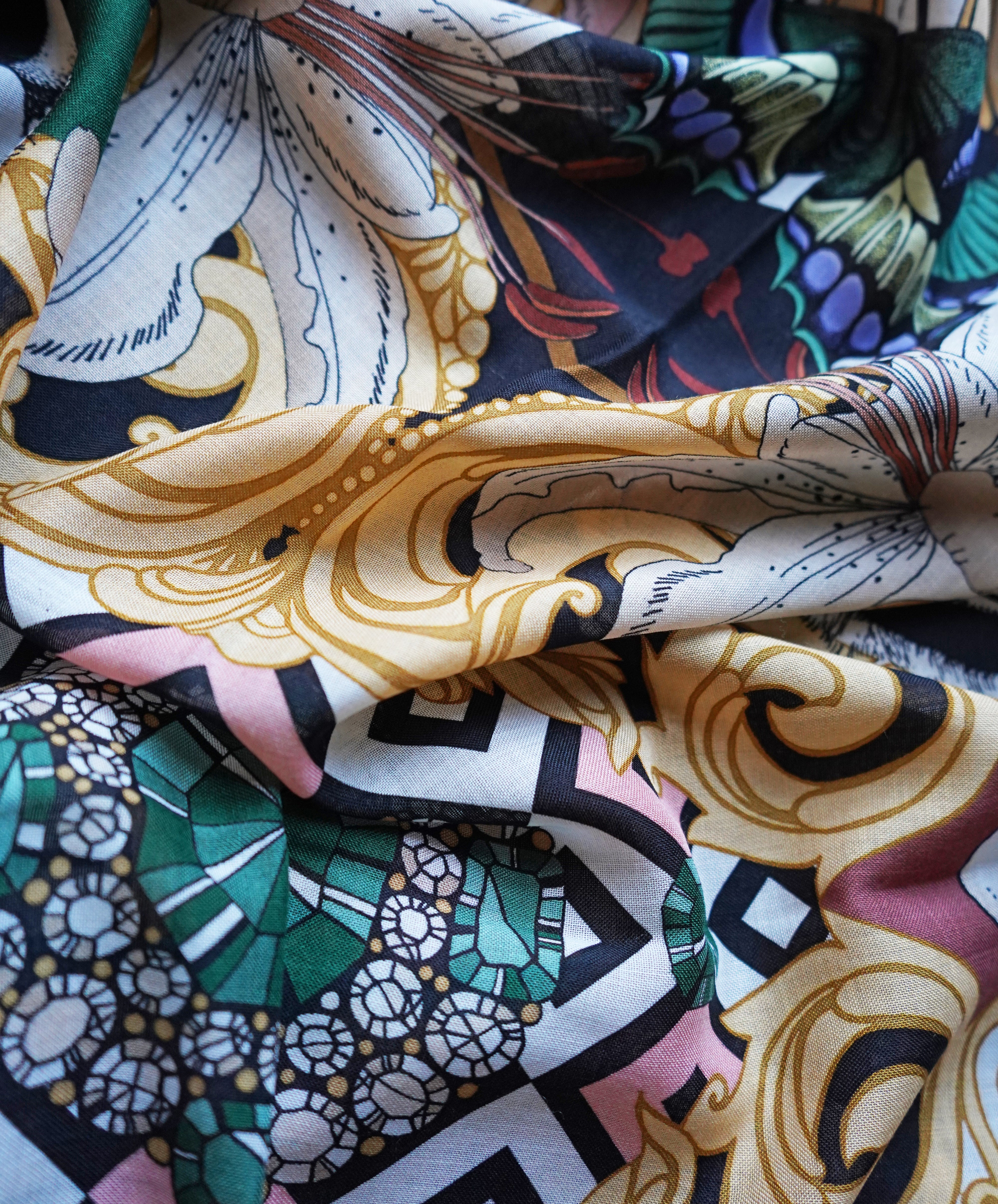 The Baroque Tiger Silk Scarf | Wool/Silk | 90x90cm [Preorder]