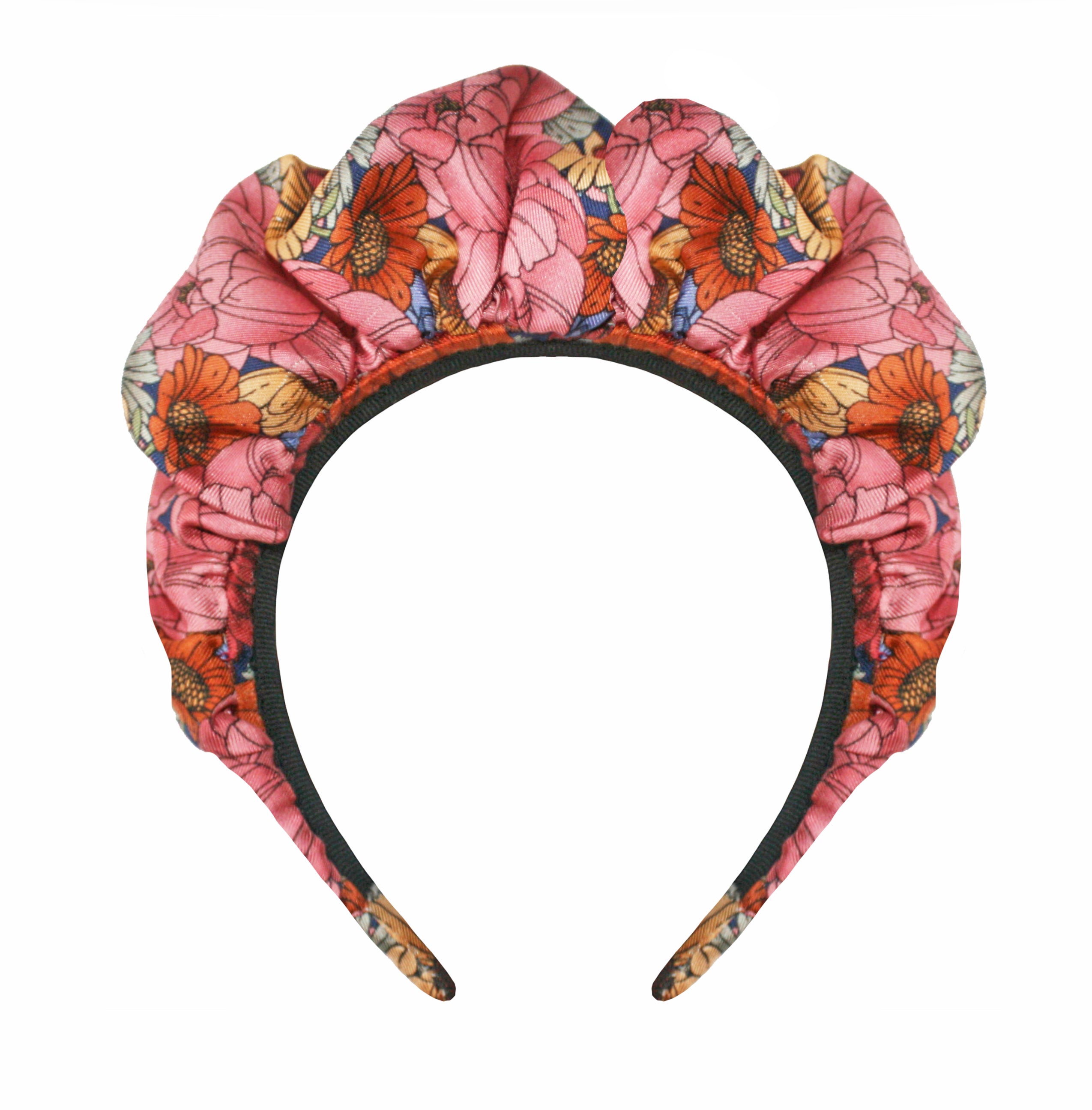 The Antique Floral Silk Crown Headband [Sample]