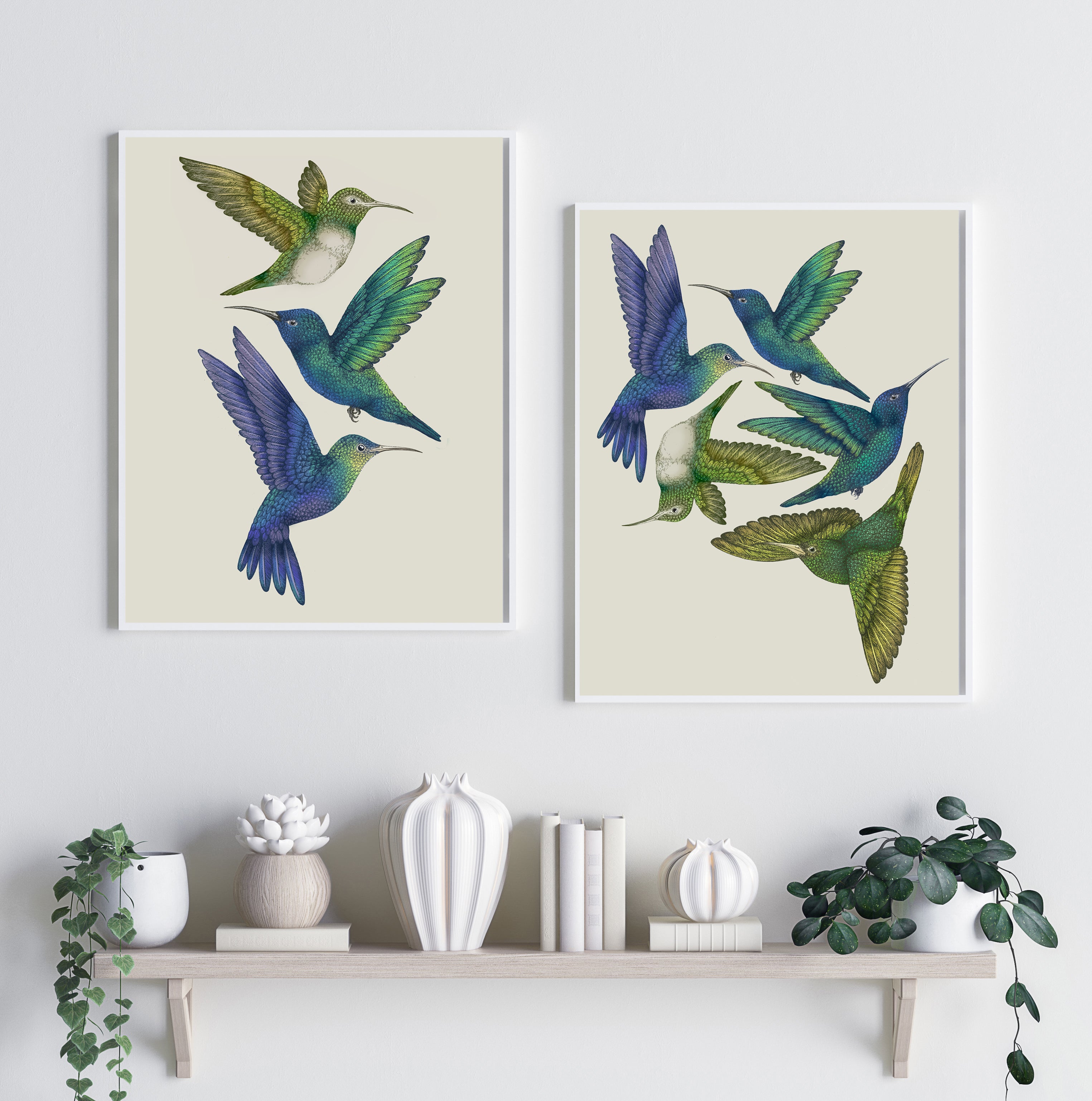 'Antique Hummingbirds I' Fine Art Print