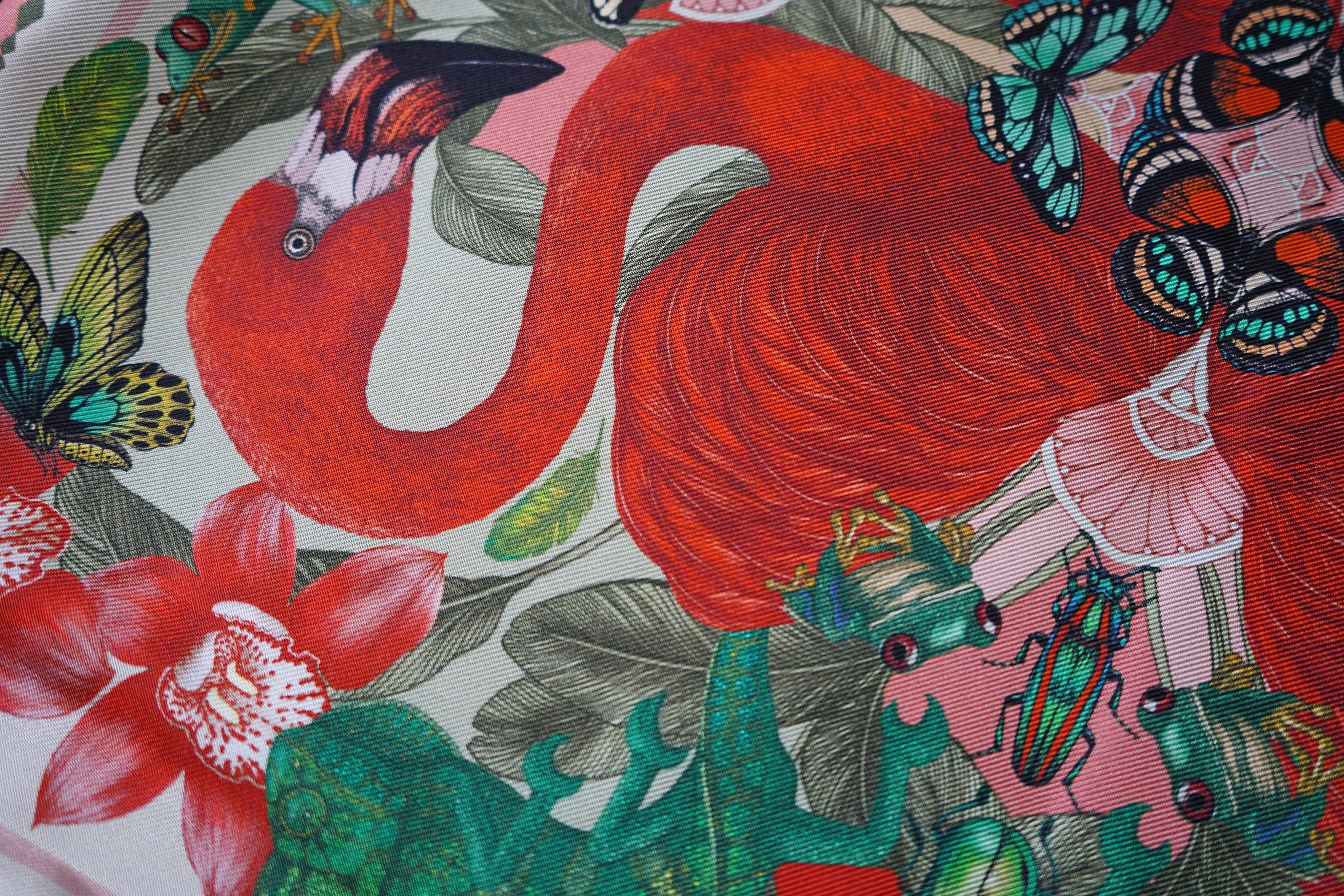 The Flamingo Fiesta Cushion | 45x45cm | Silk