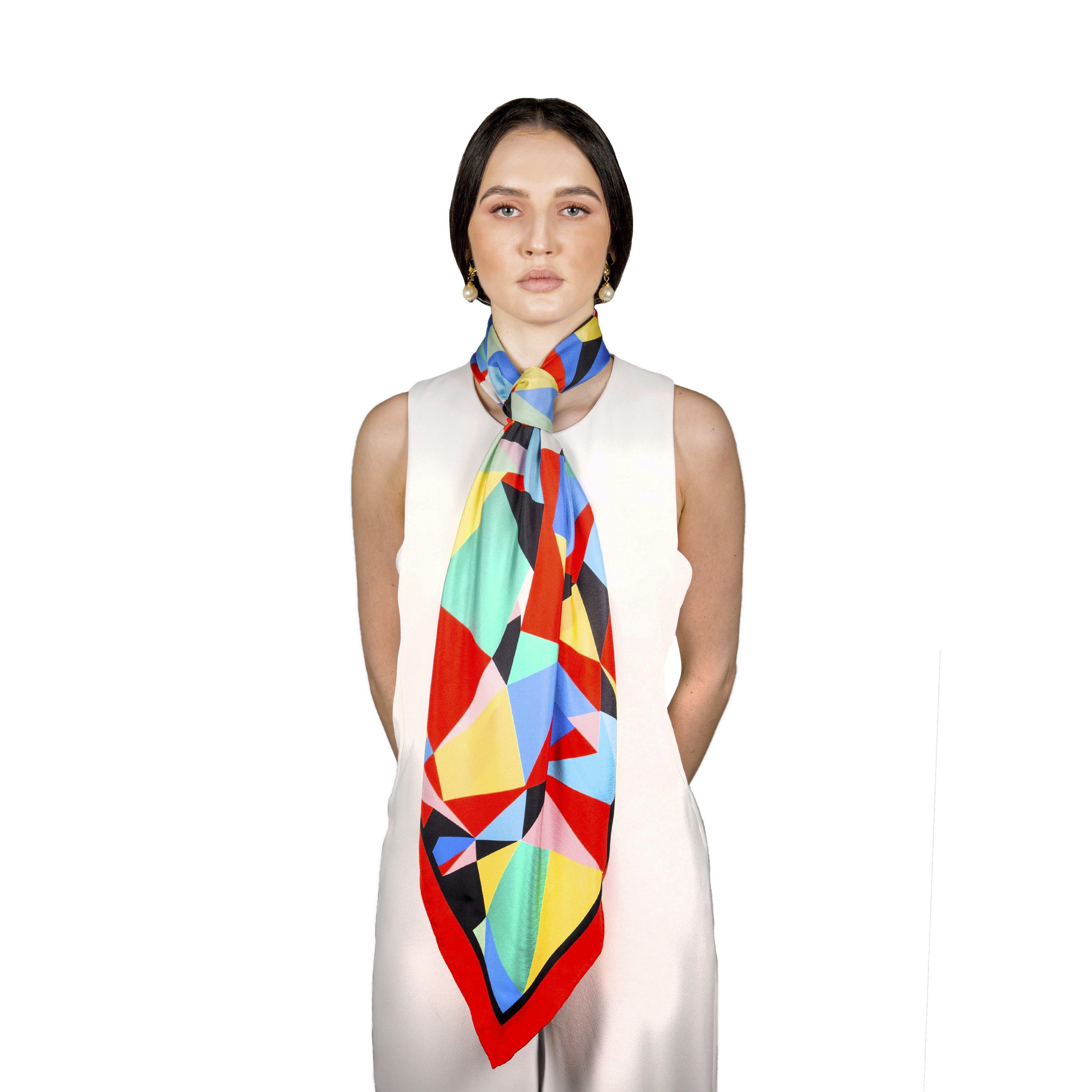 The Geometric Silk Scarf | 90x90cm - Emily Carter London