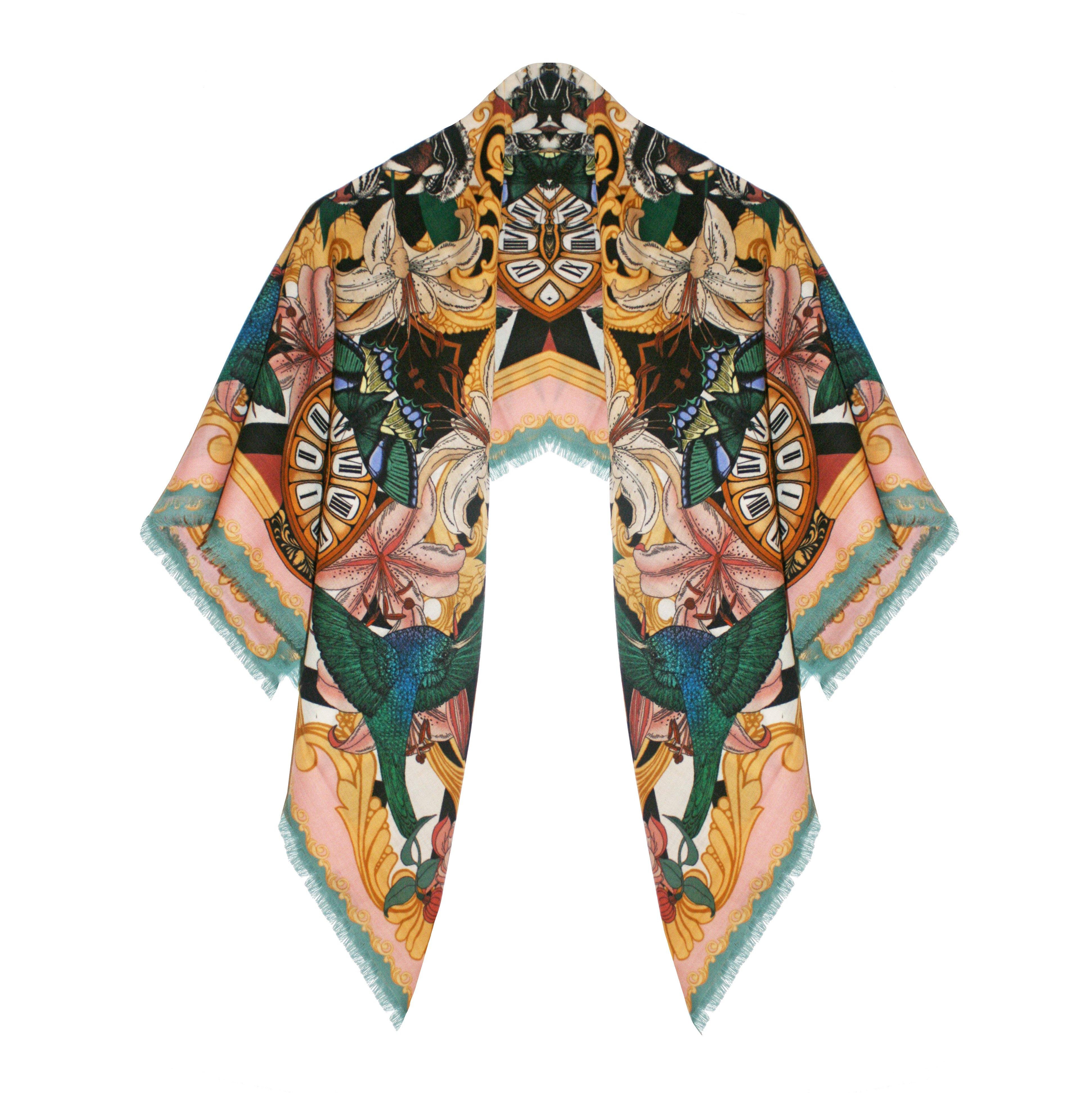 The Baroque Tiger Wool/Cashmere Scarf | 90x90cm - Emily Carter London