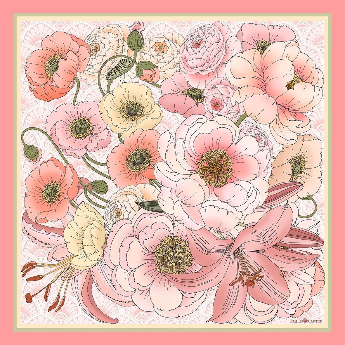 The Art Nouveau Floral Silk Scarf | 90x90cm - Emily Carter London