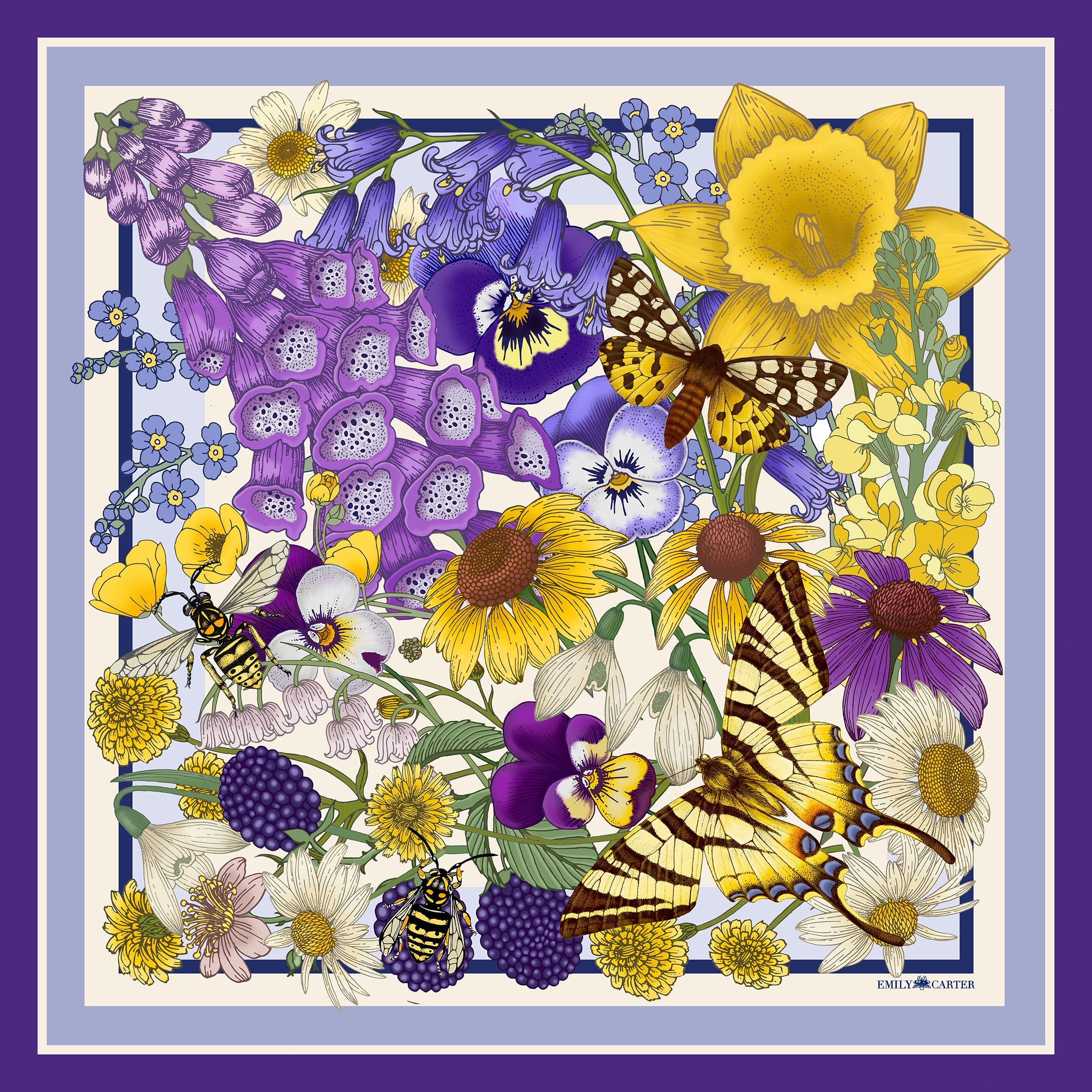 The Wild Flower Silk Scarf | 65x65cm