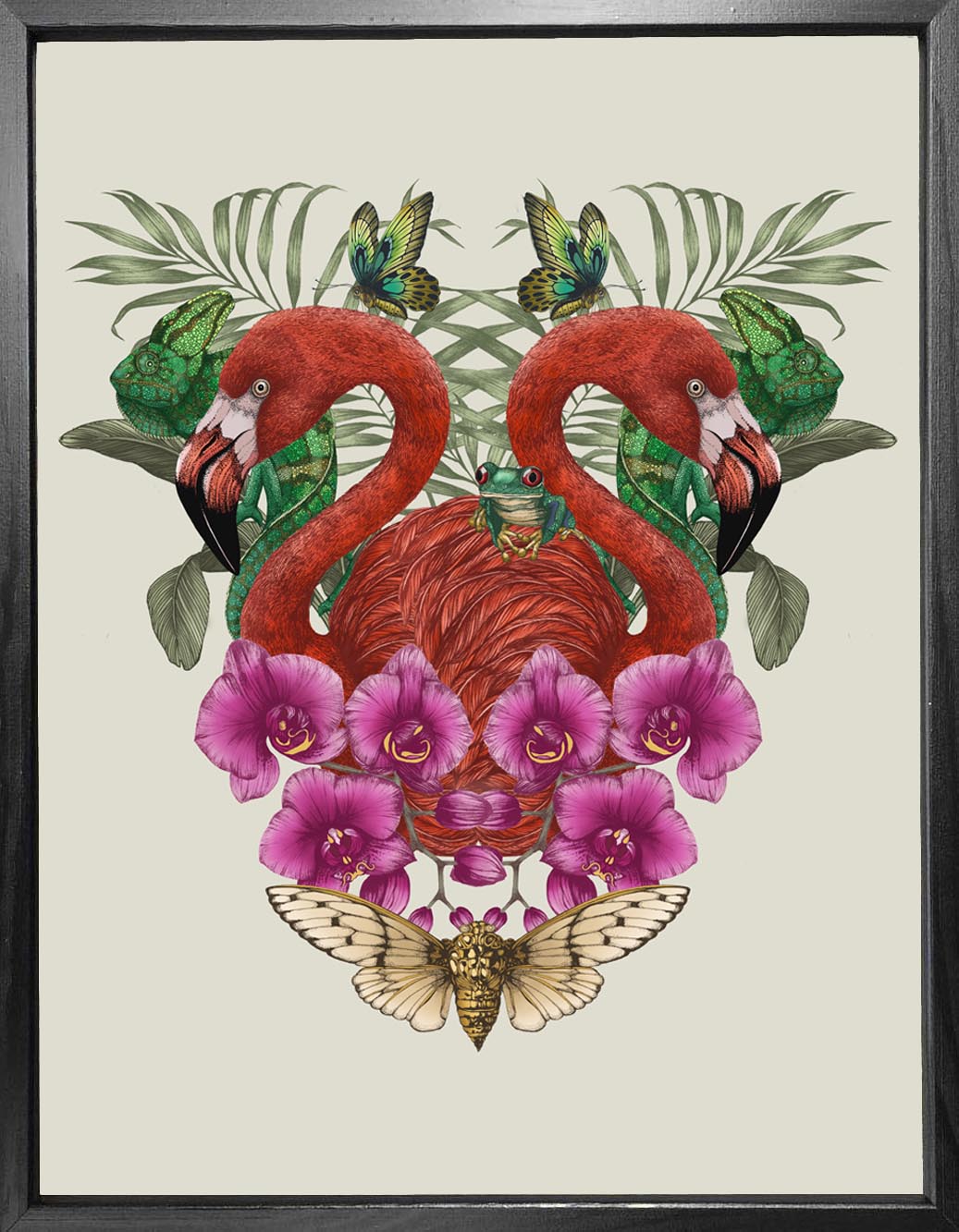 'Antique Tropical Flamingo' Fine Art Print