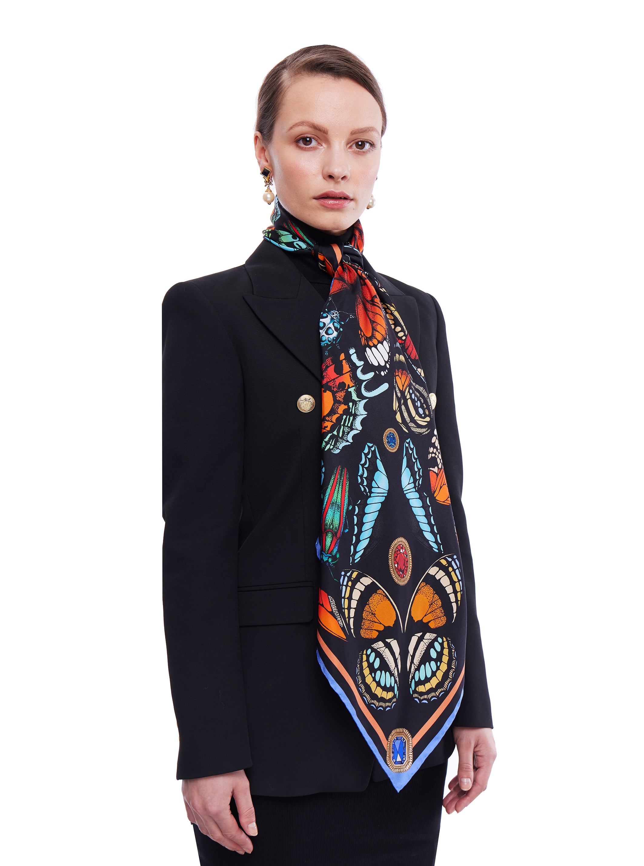 The Jewelled Butterfly Silk Scarf | 90x90cm