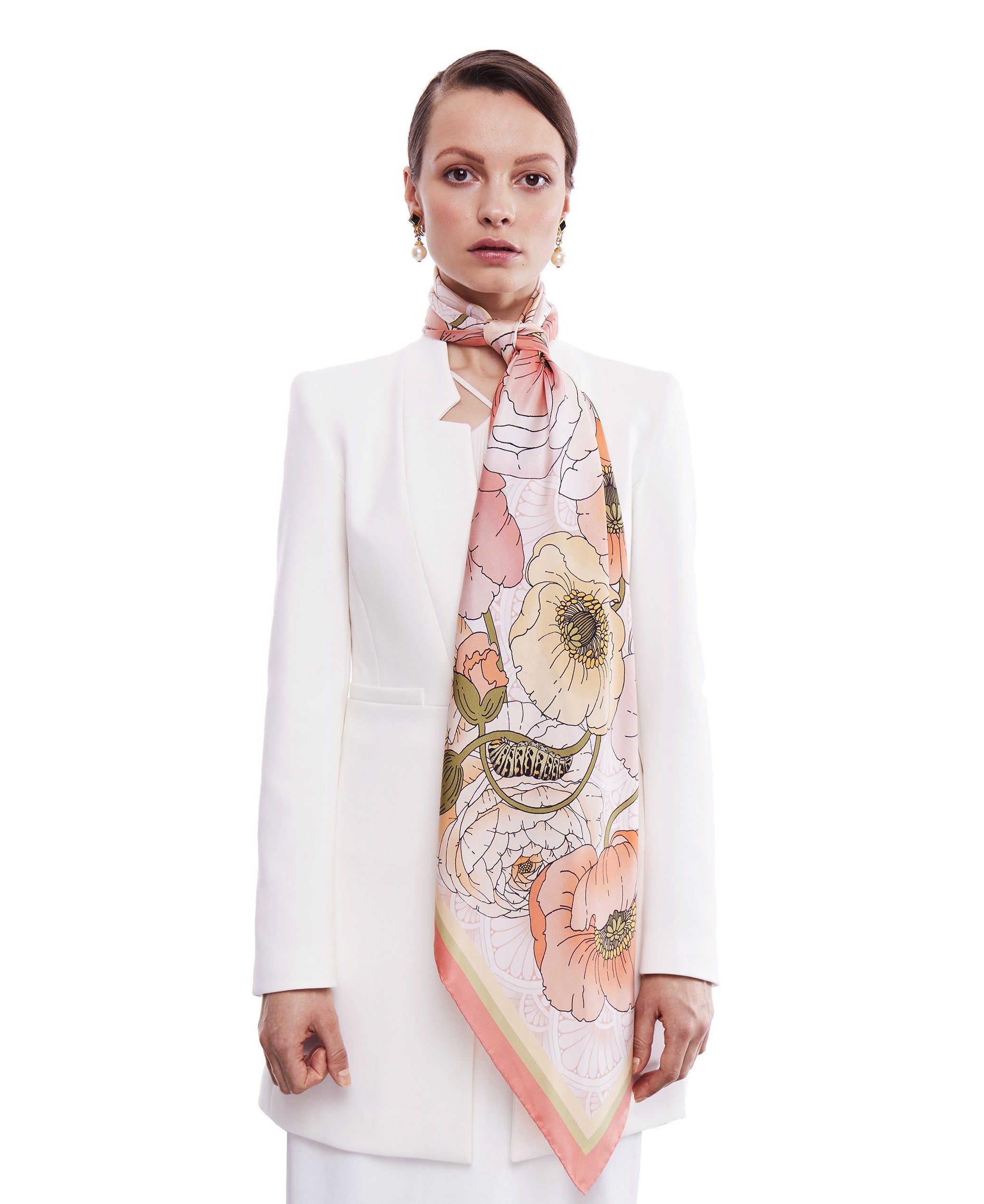 The Art Nouveau Floral Silk Scarf | 90x90cm