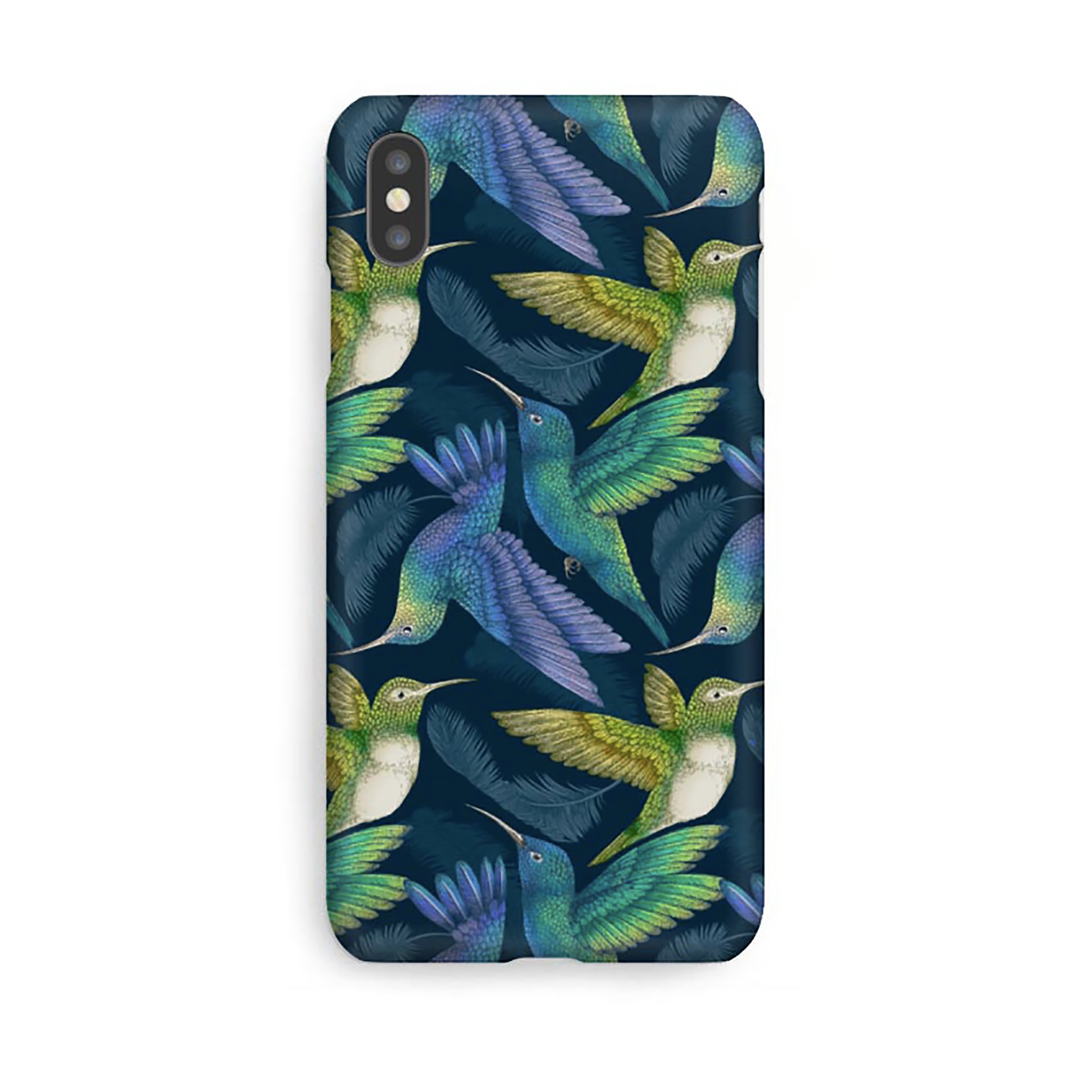 Luxury Phone Case - Tropical Hummingbirds Indigo