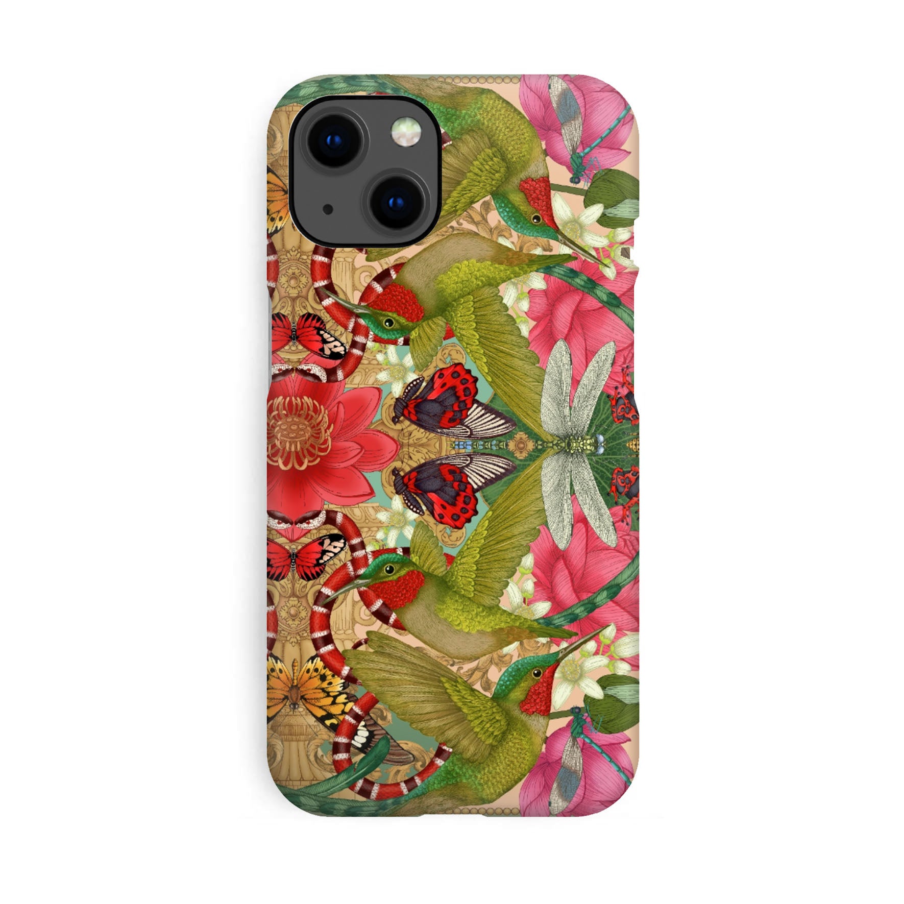 Luxury Phone Case - Hummingbird & Lotus