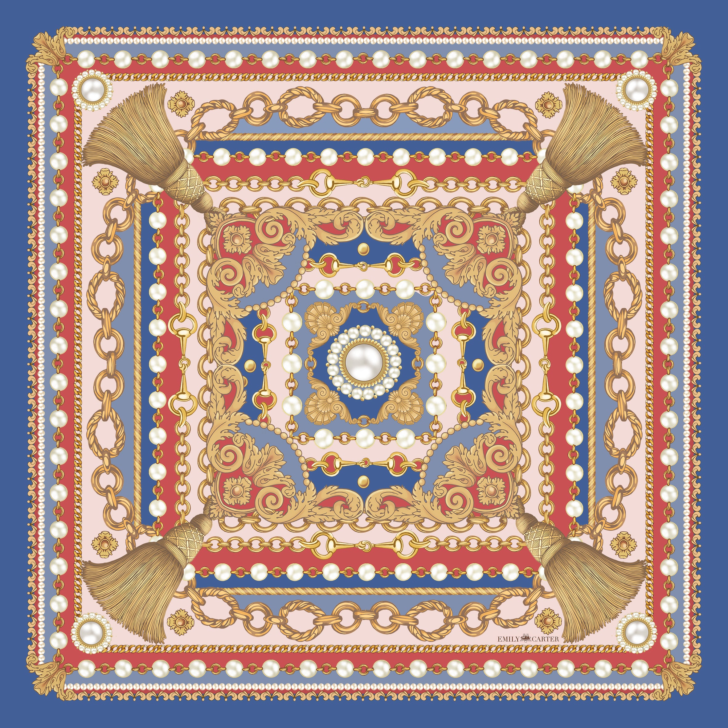 The Jewelled Baroque Silk Scarf - Rose | 90x90cm [Preorder]