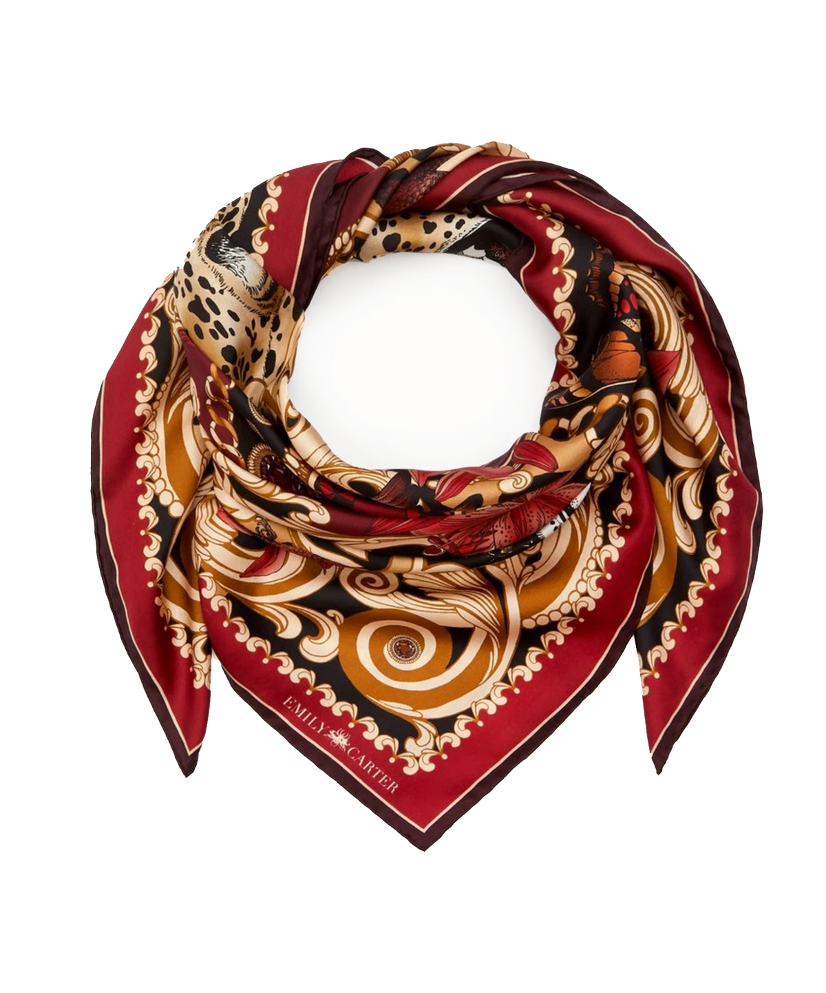 The Leopard & Ruby Silk Scarf | 90x90cm