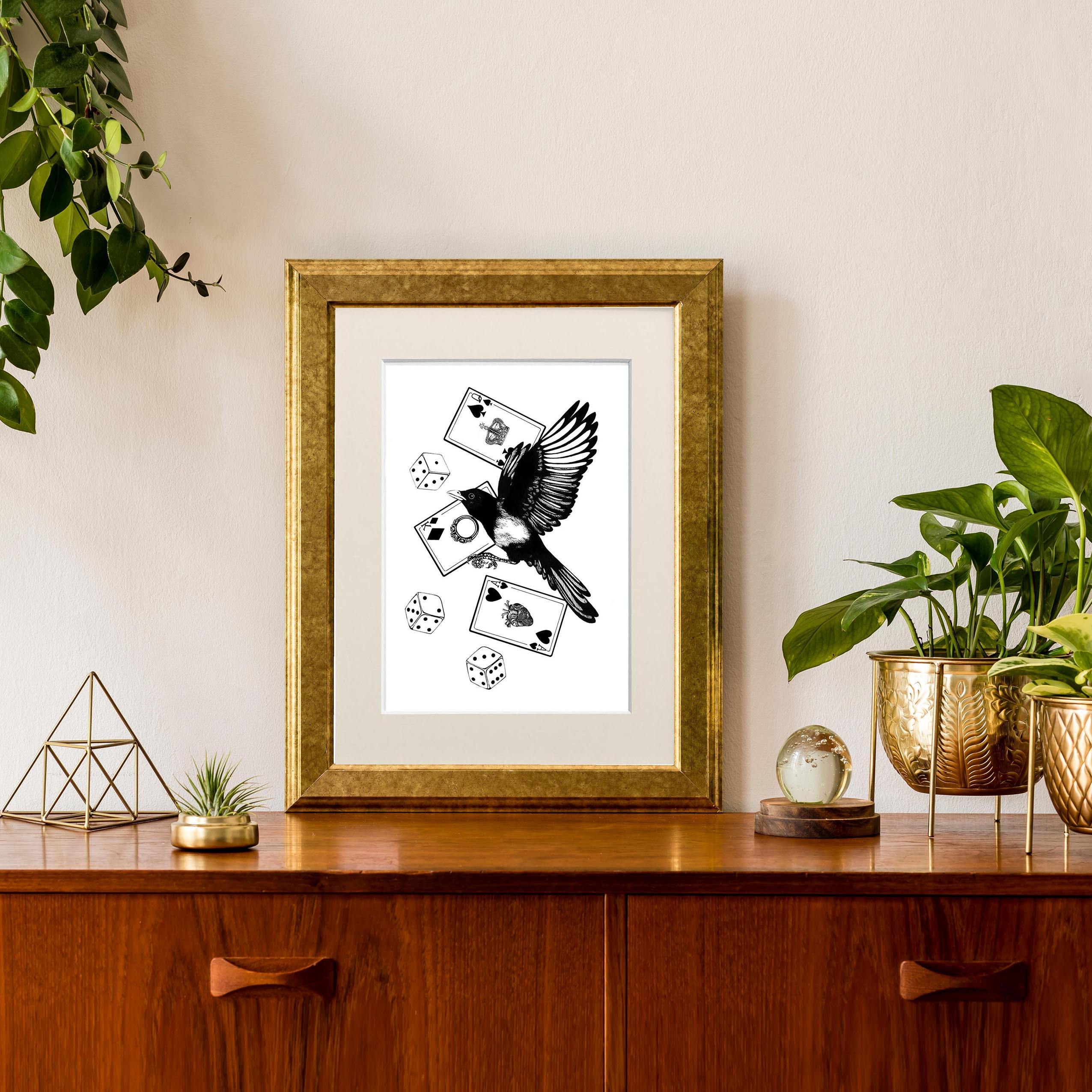 'Mysterious Magpie' Fine Art Print - Emily Carter London