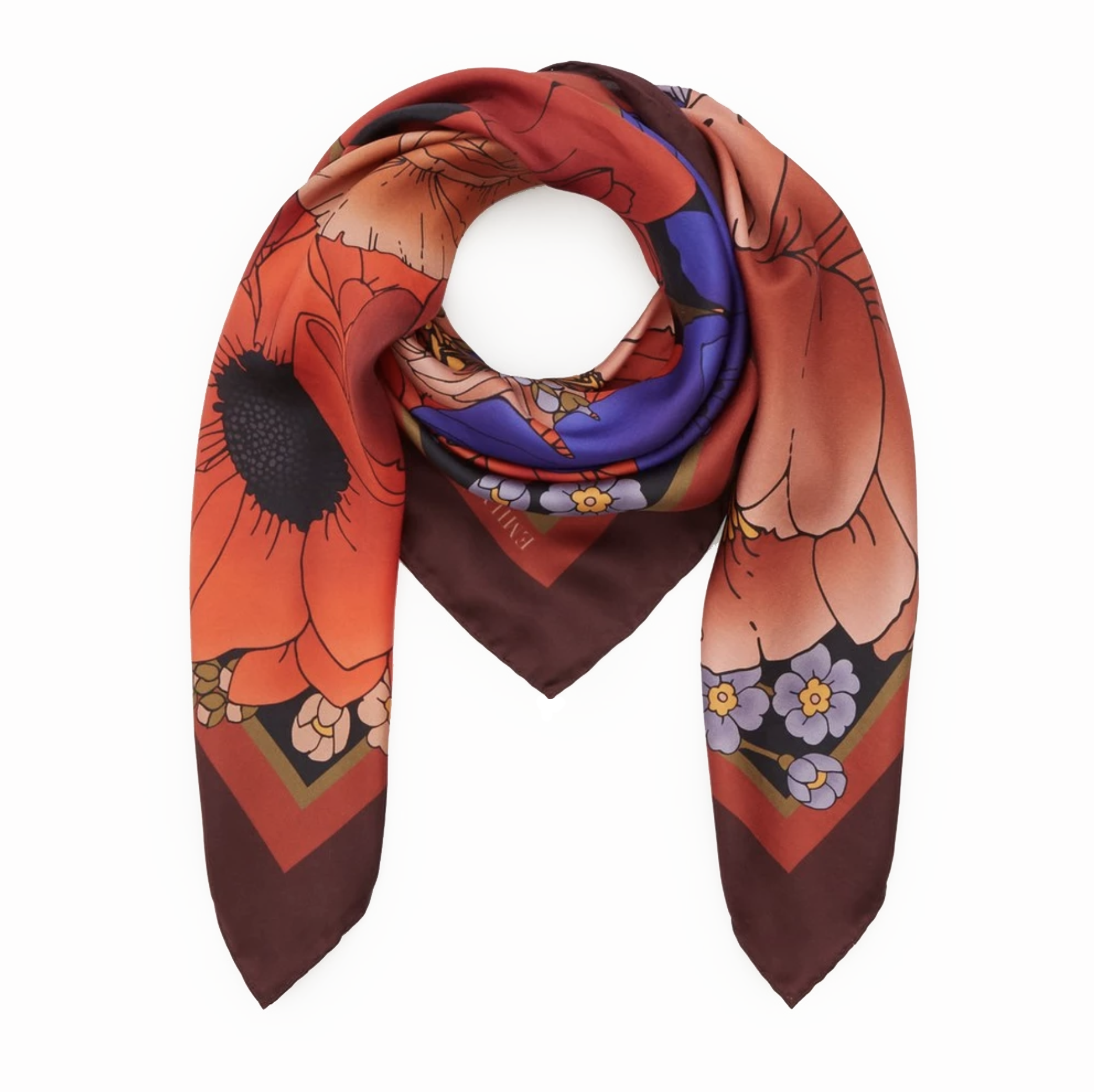 The Winter Floral Silk Scarf | 90x90cm