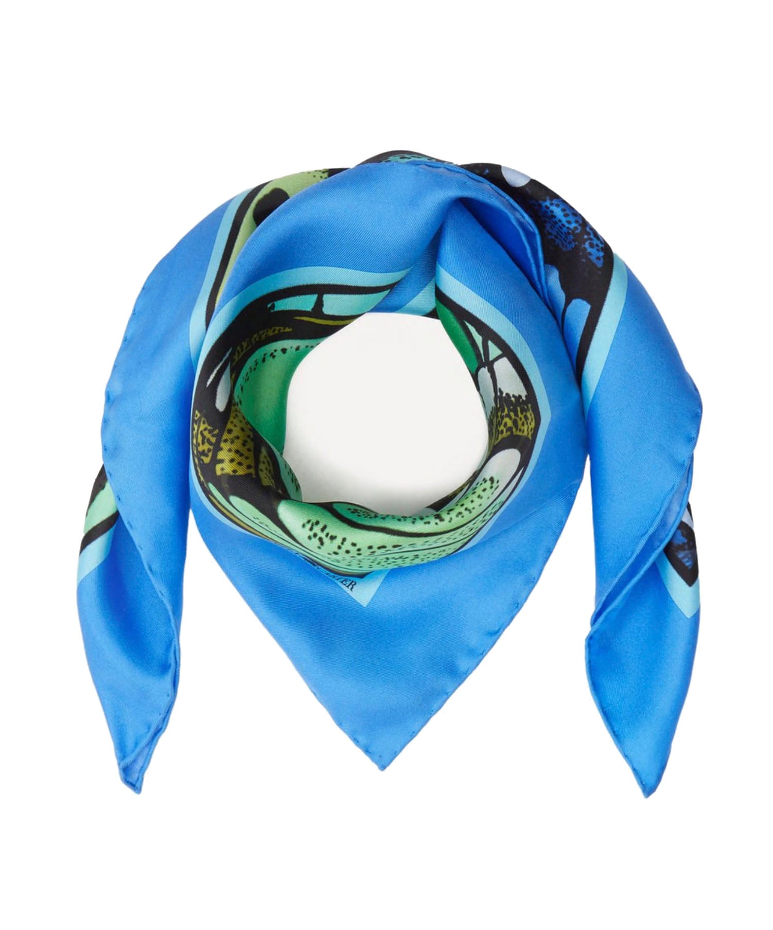 The Abstract Butterfly Silk Scarf - Azure | 65x65cm