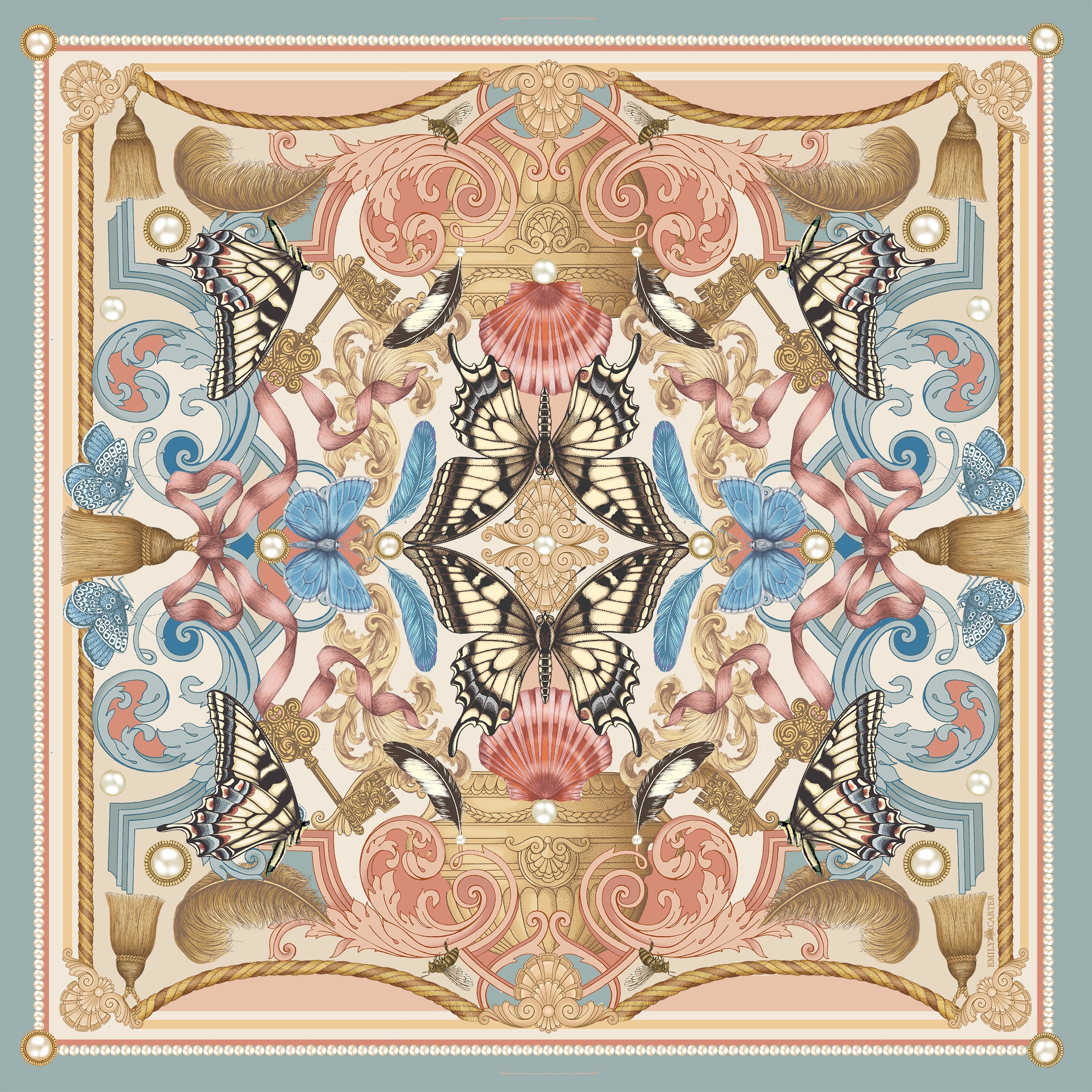 The Baroque Butterfly Silk Scarf | 90x90cm