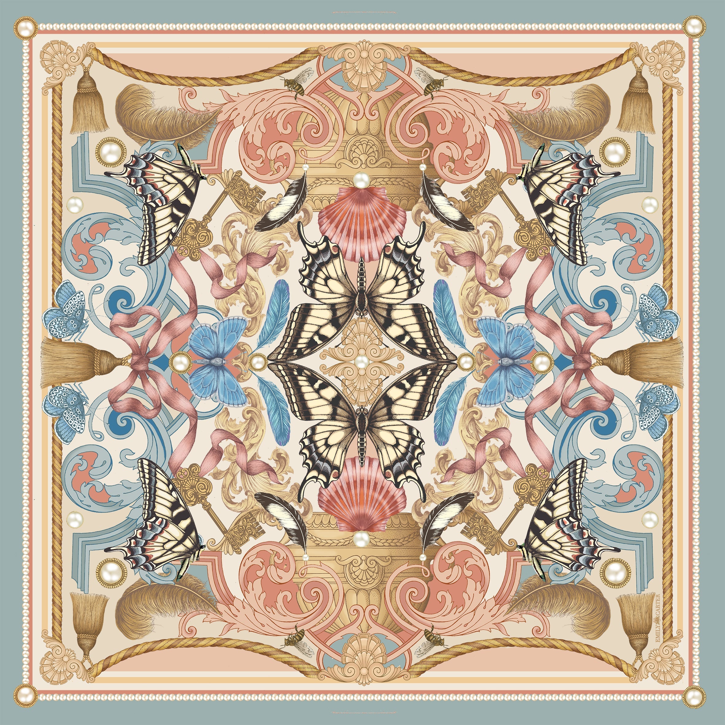 The Baroque Butterfly Silk Scarf | 65x65cm [Preorder]