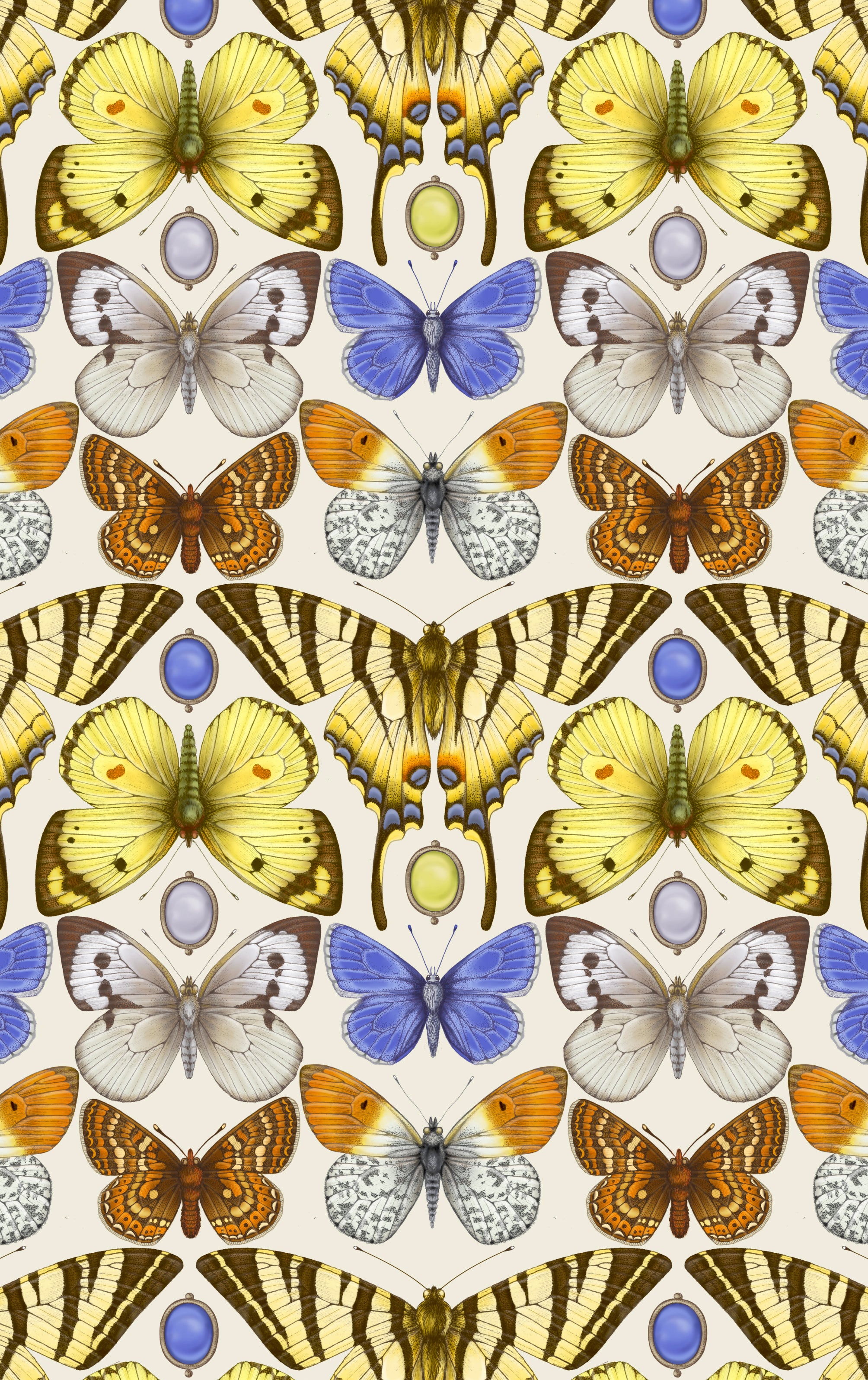 British Butterfly Lemon Wallpaper