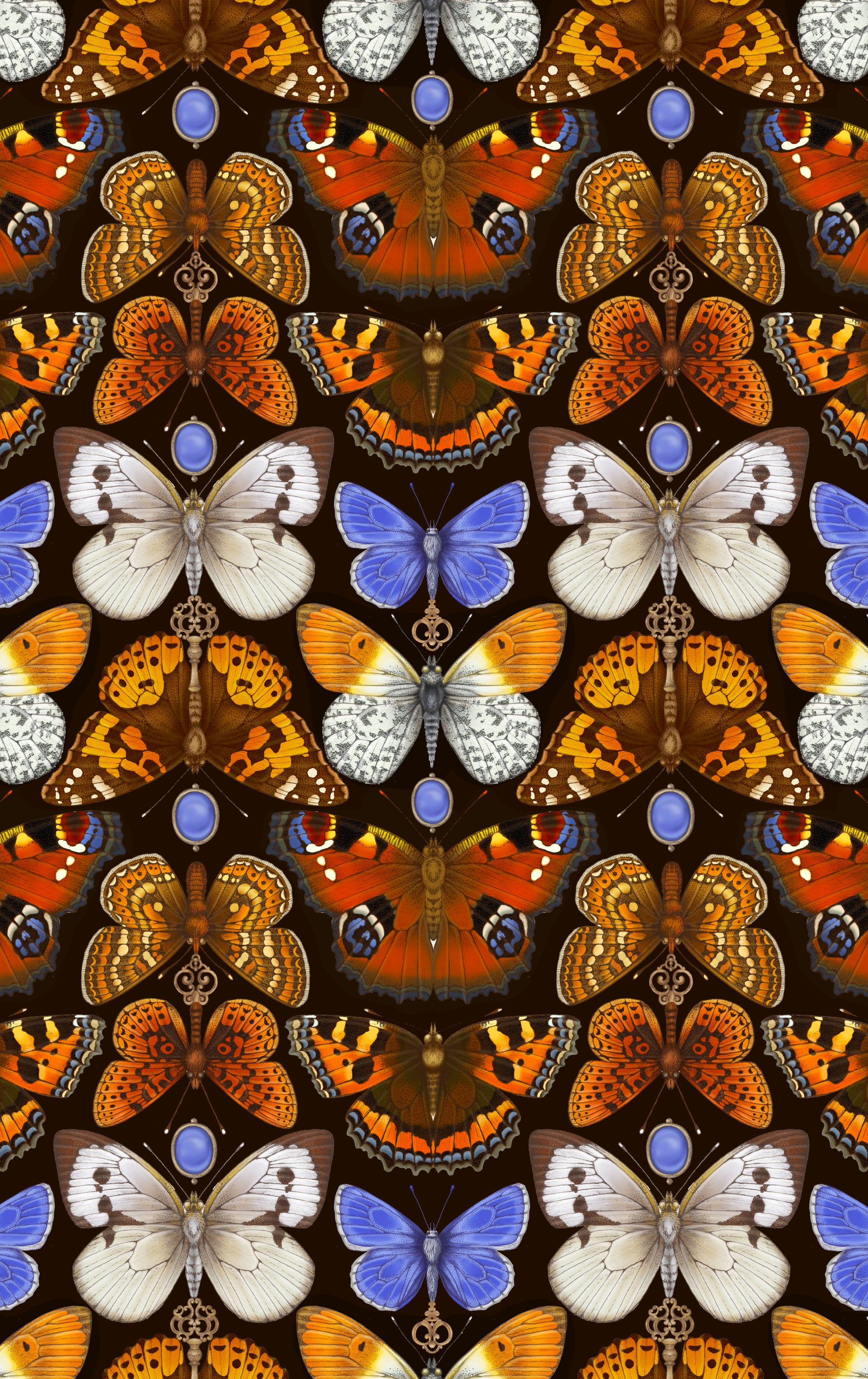 British Butterfly Amber Wallpaper