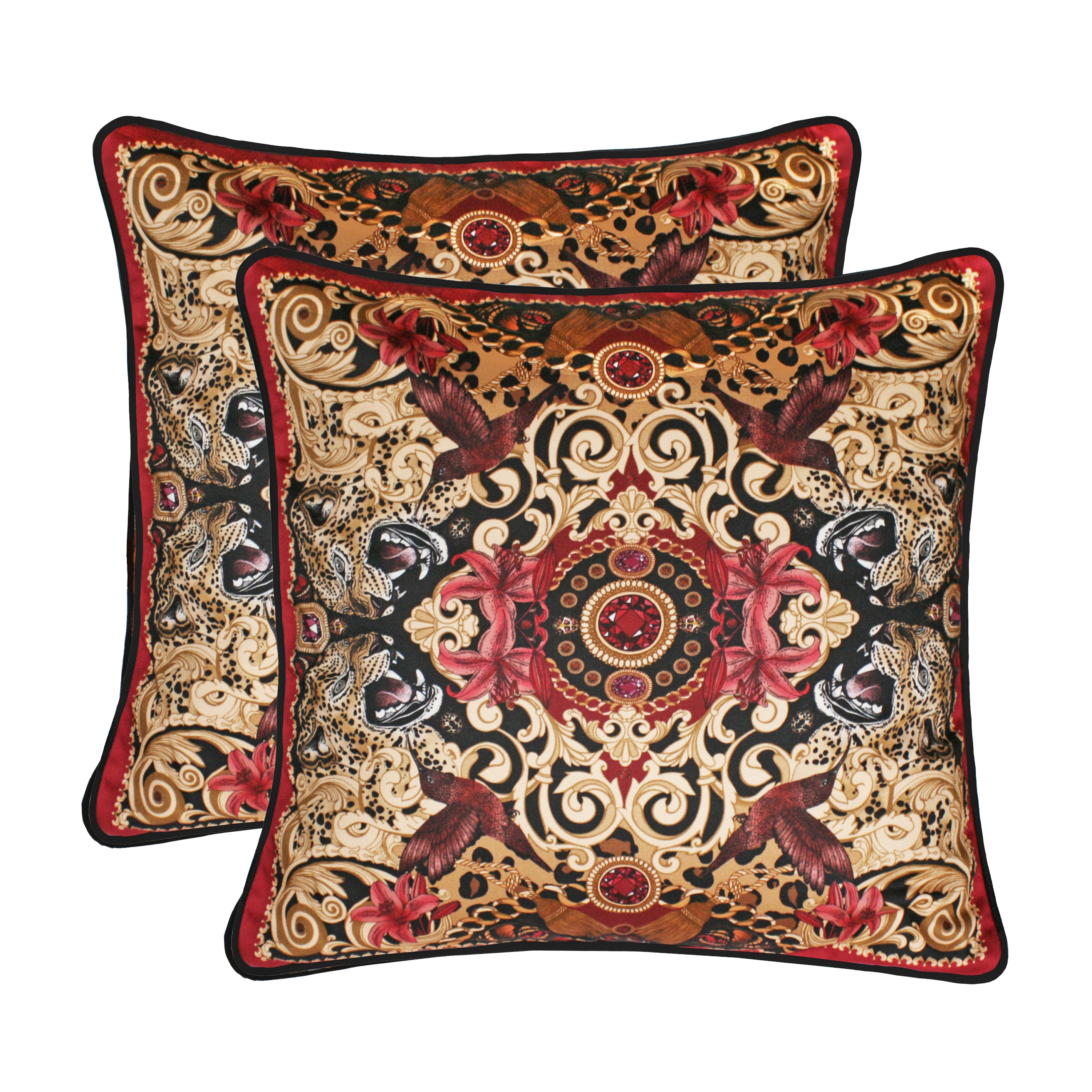 The Leopard & Ruby Cushion Set | 45x45cm