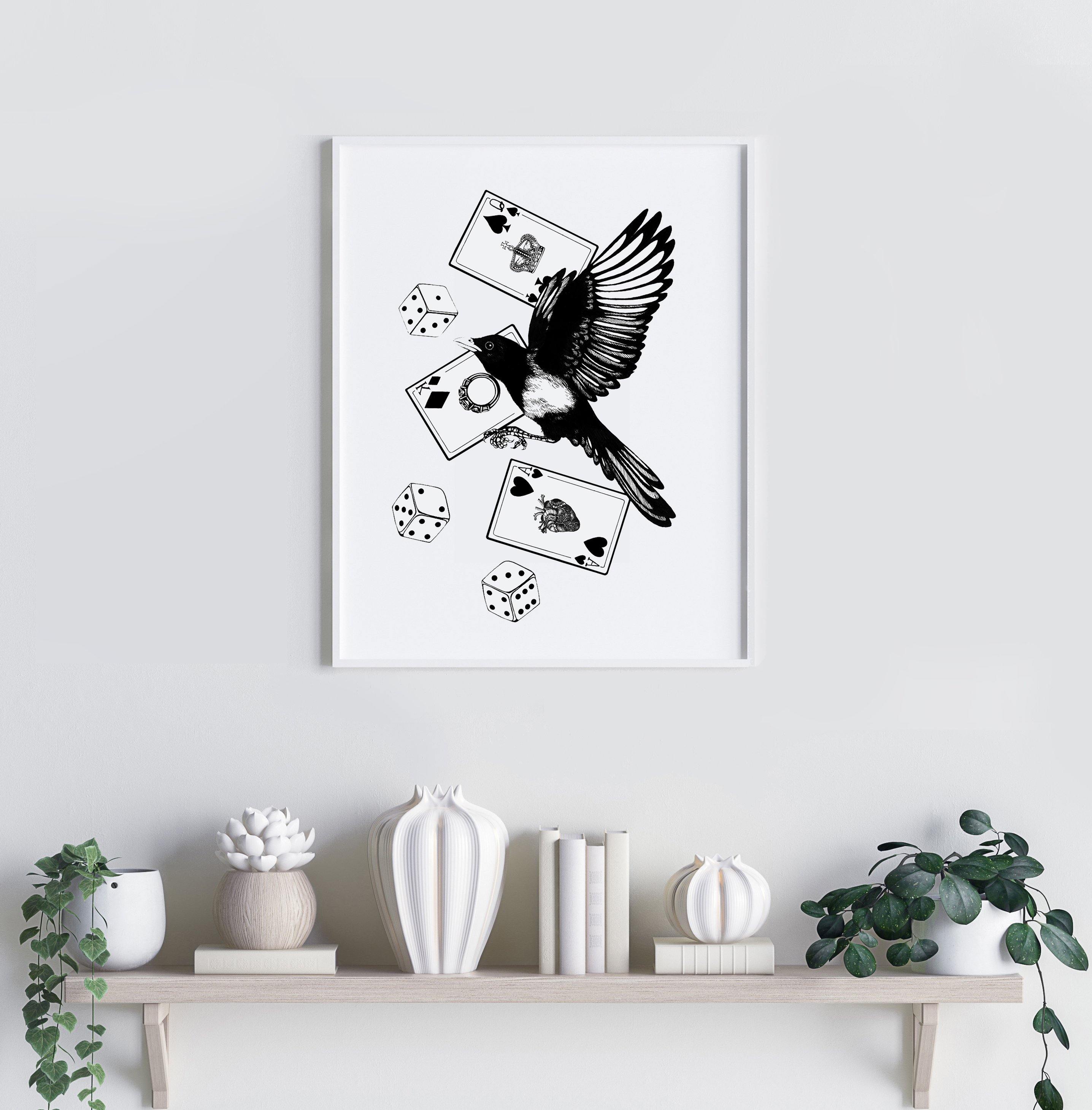 'Mysterious Magpie' Fine Art Print - Emily Carter London