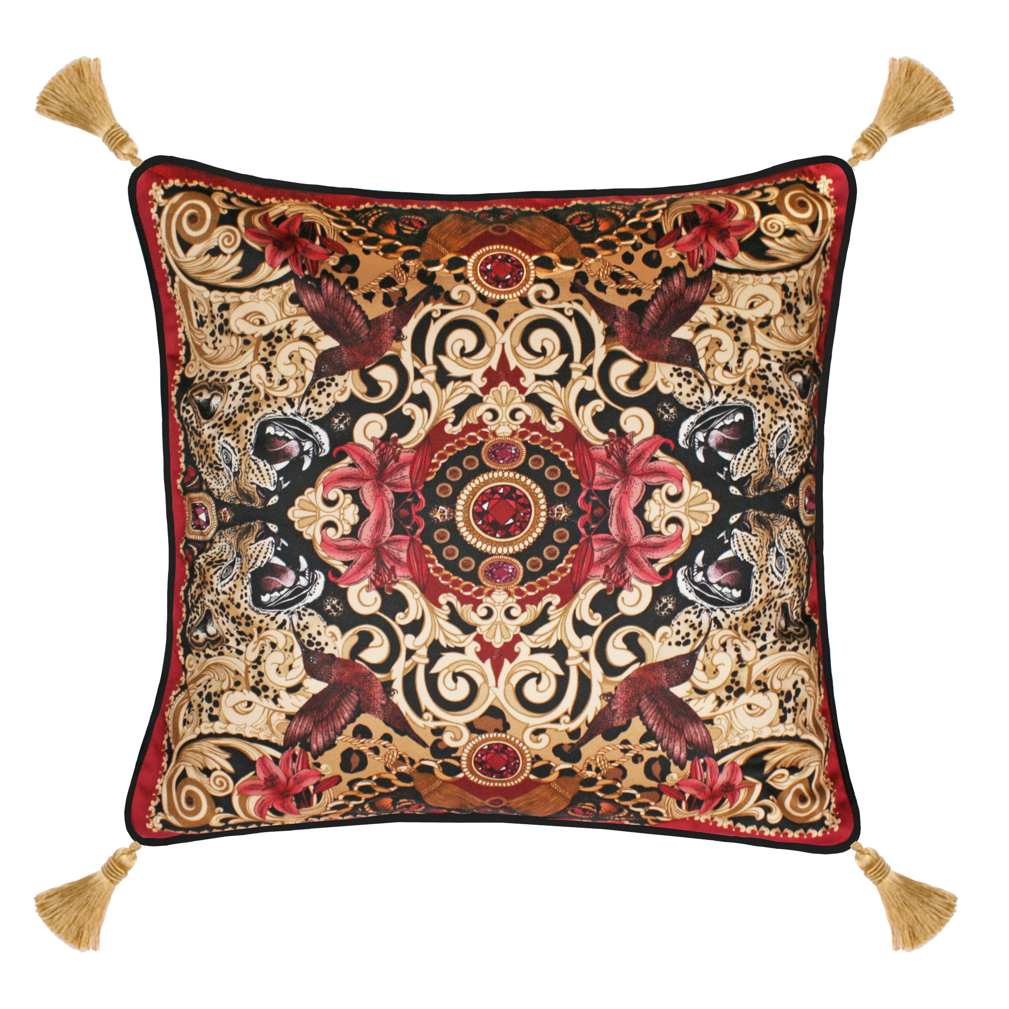 The Leopard & Ruby Cushion Tassels | 45x45cm